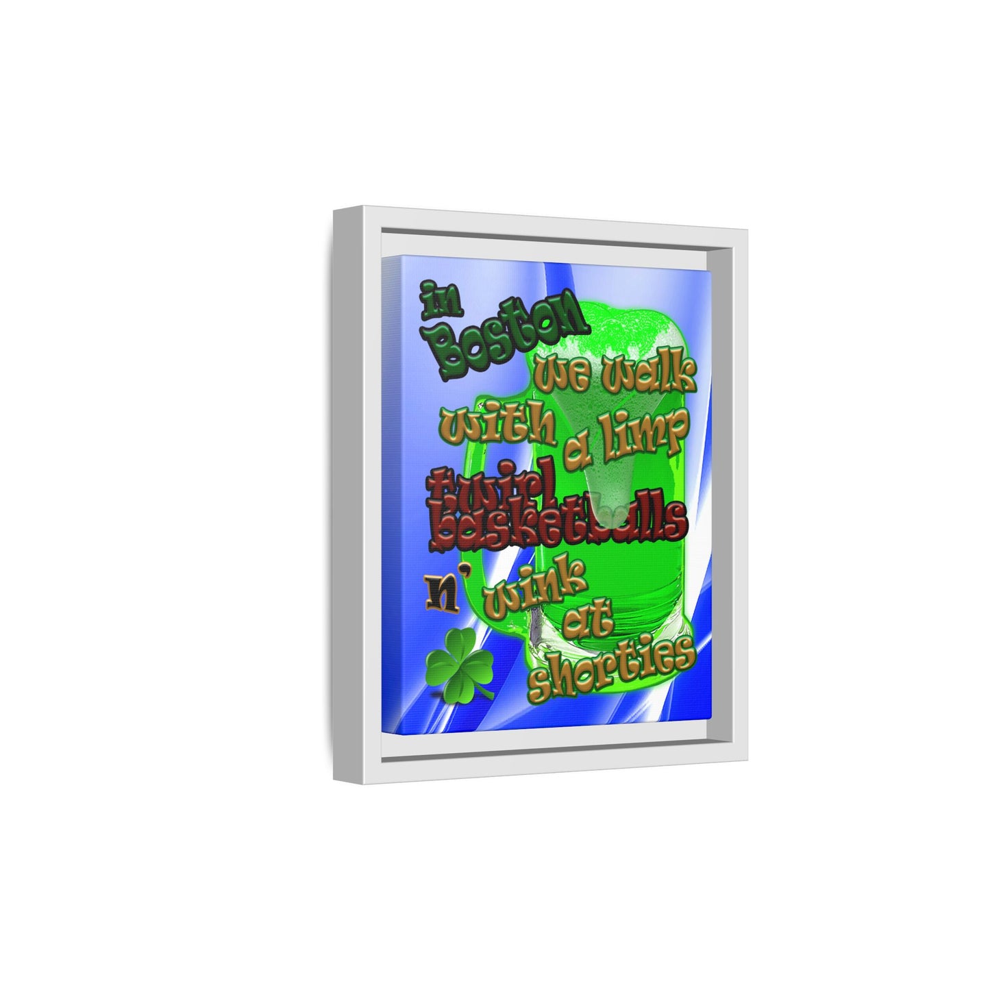 celtics logo - framed canvas art (blue-white wave)