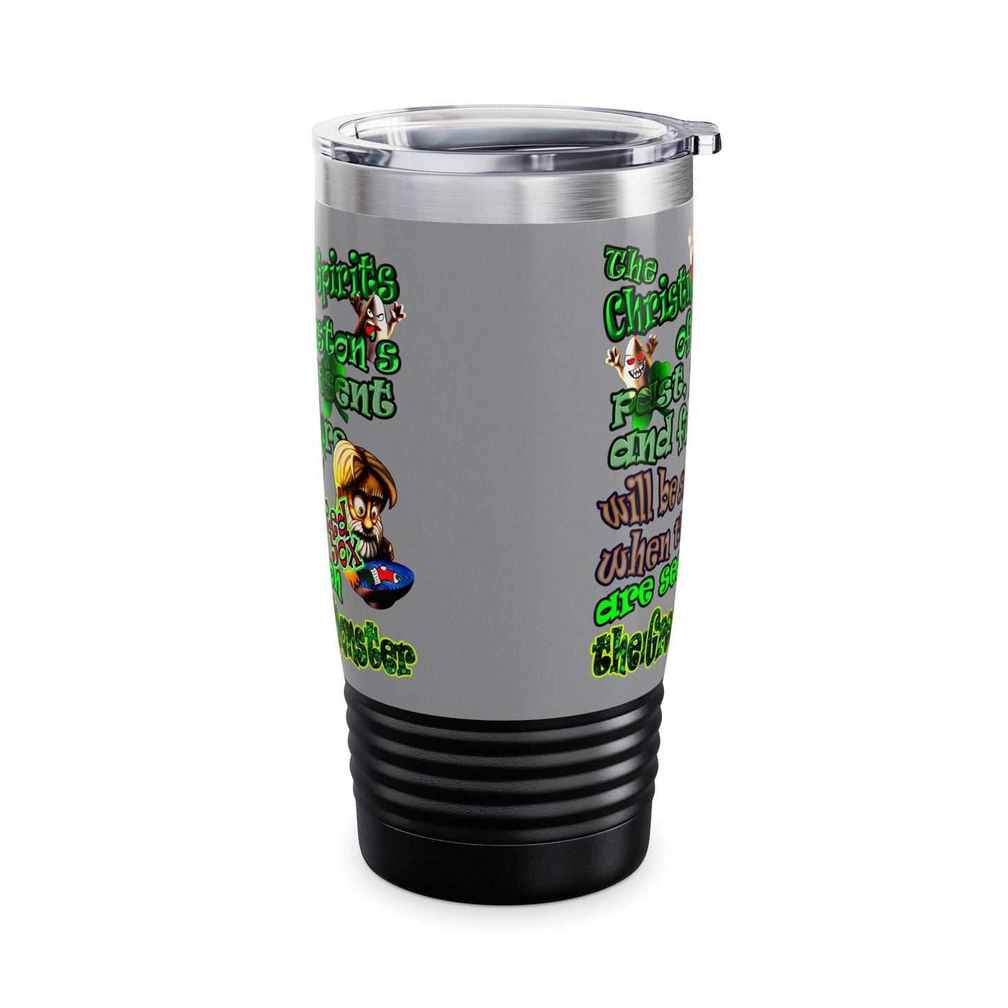 christmas spirits of boston - Ringneck Tumbler, 20oz (grey)