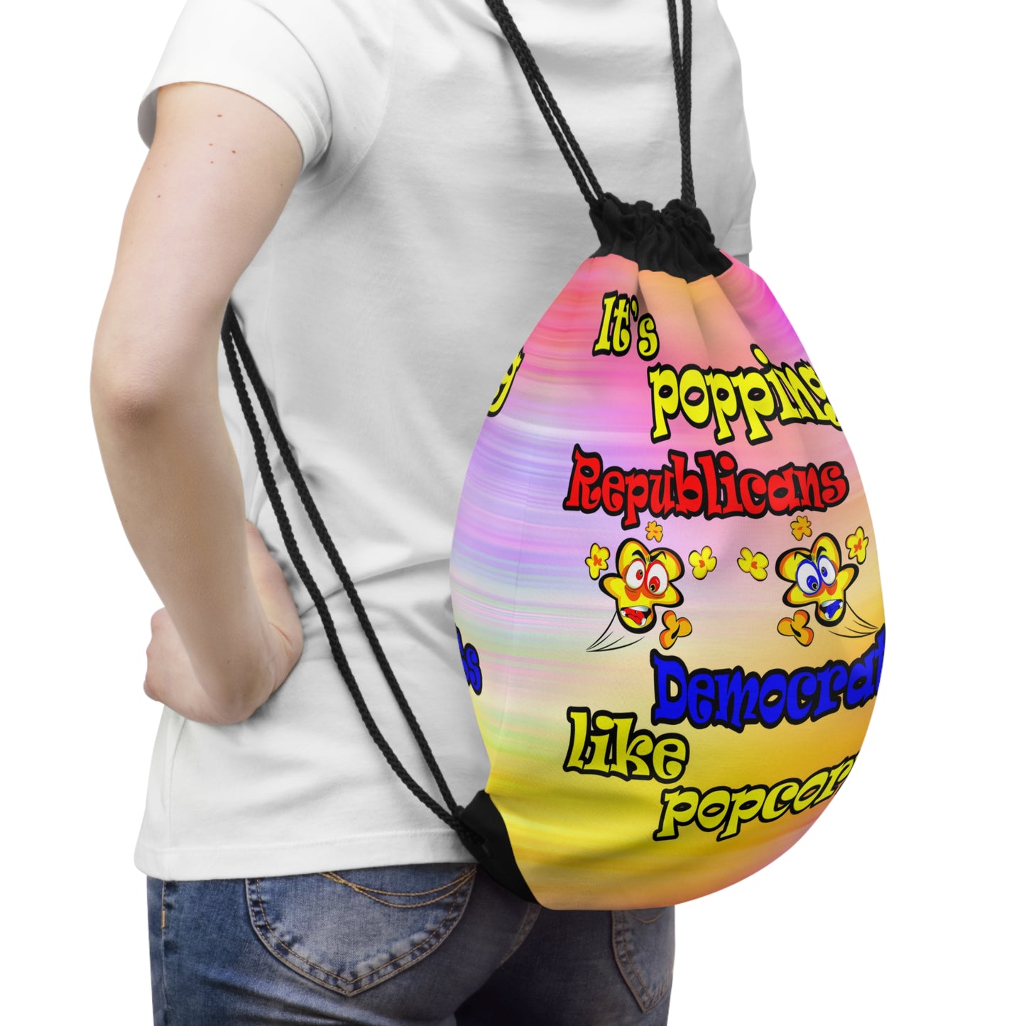 popping like popcorn - Drawstring Bag (color blur)