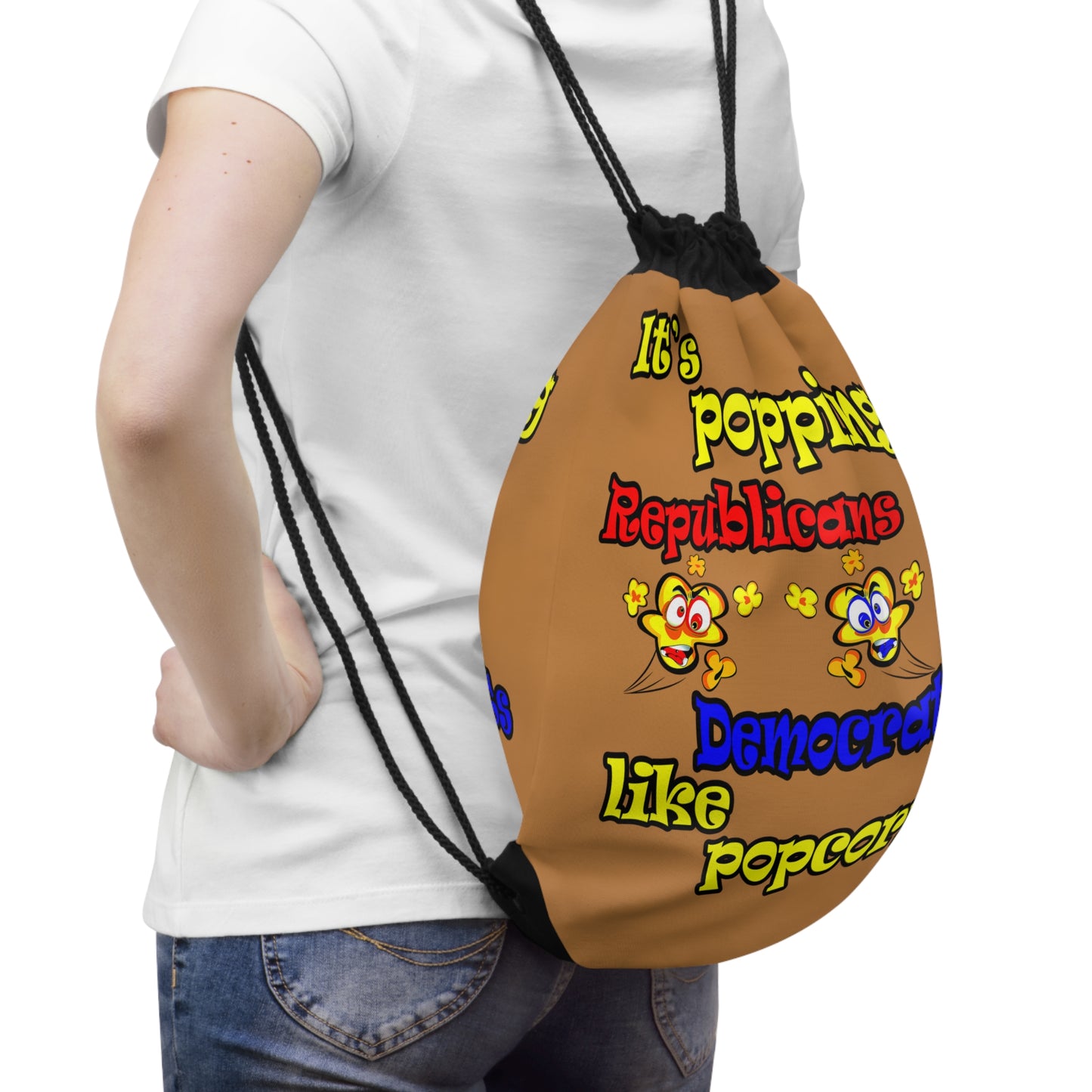 popping like popcorn - Drawstring Bag (light brown)