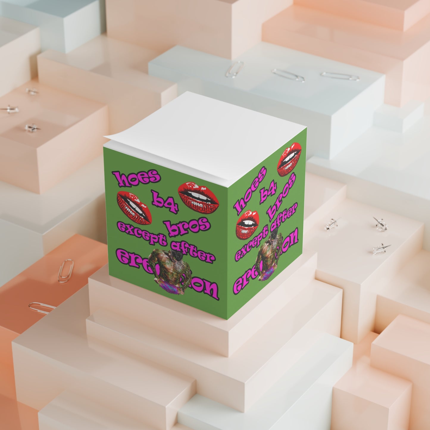 hoes b4 bros - note cube (green)