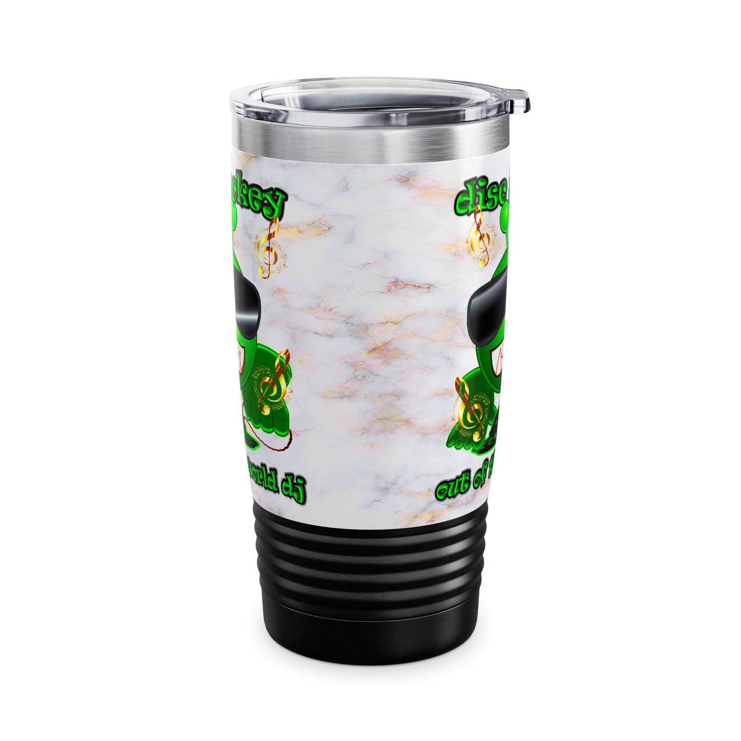 disc jockey - Ringneck Tumbler, 20oz (white marble)