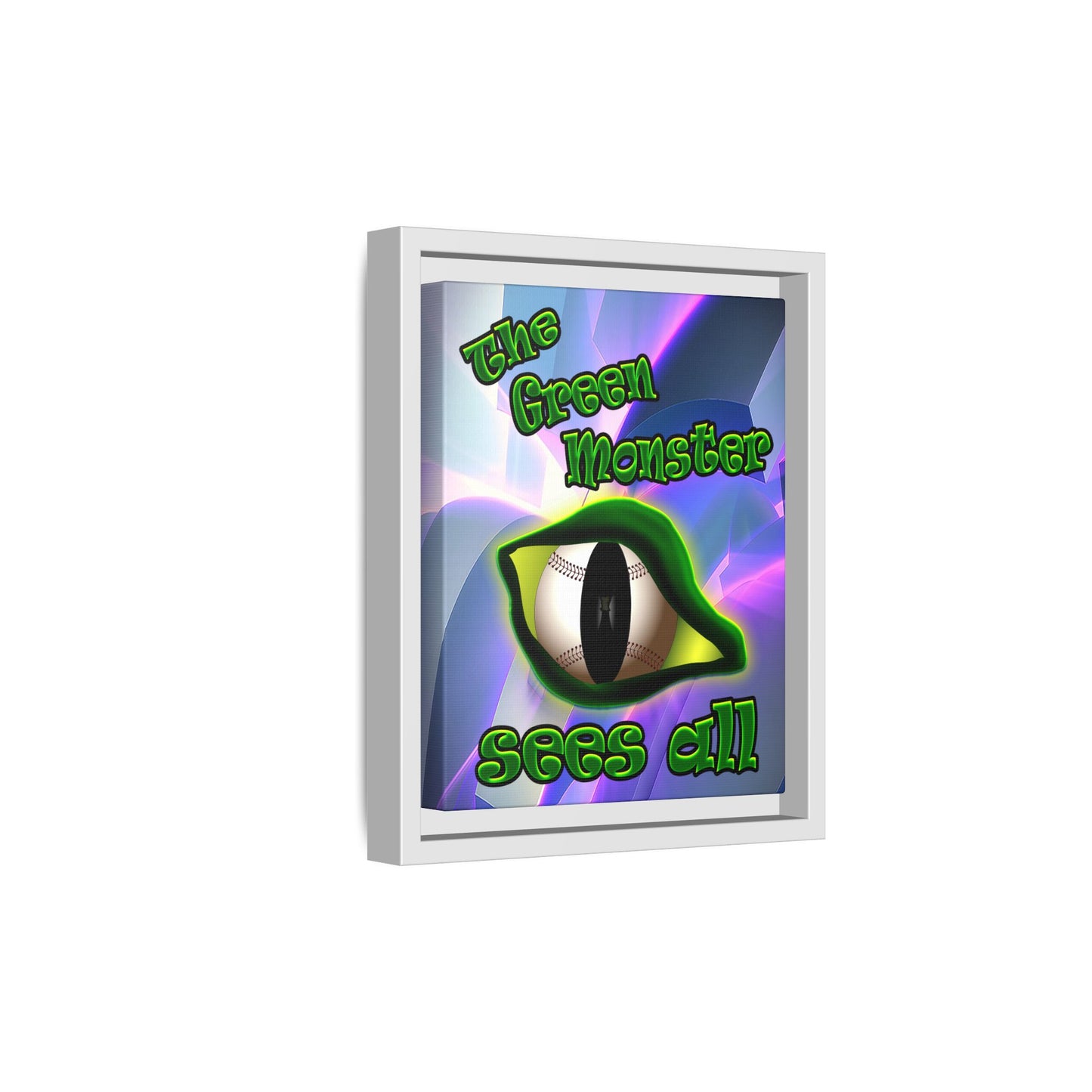 green monster - framed canvas art (grey-pink wave)