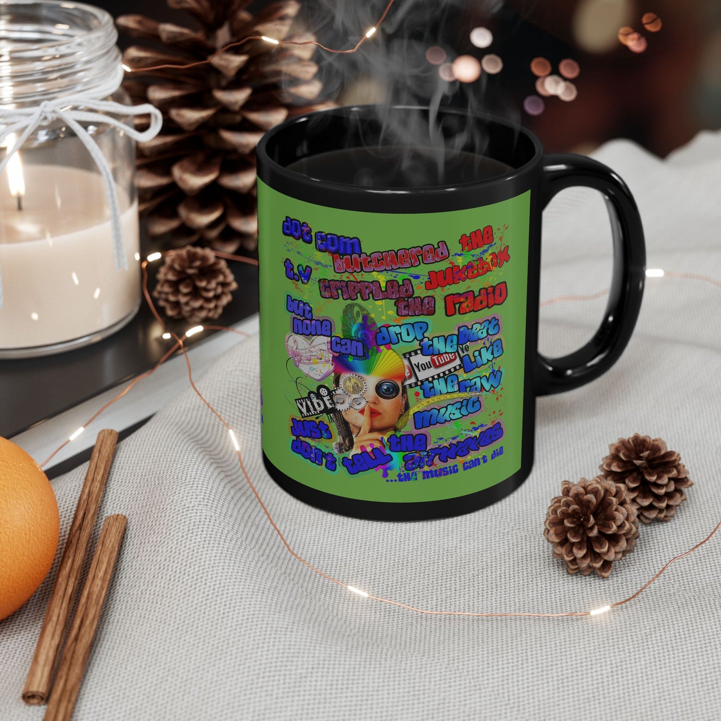 drop the beat - Black Mug (green)