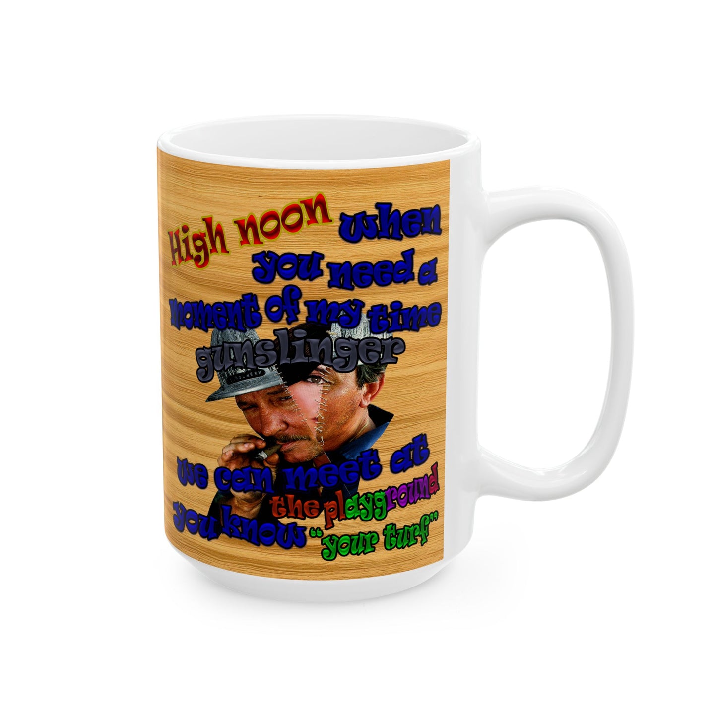 high noon - White Mug (butterscotch wood finish)