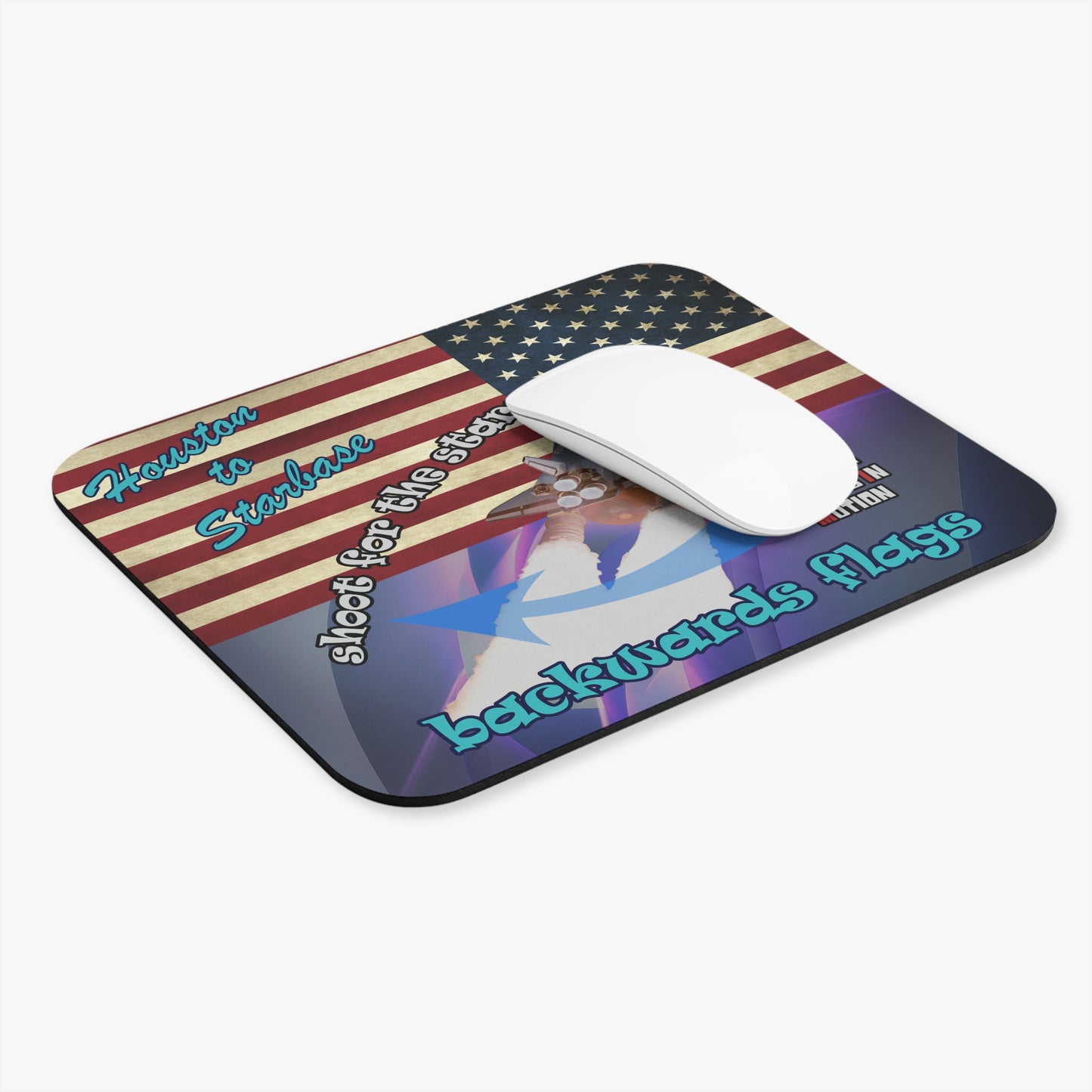 shoot for the stars - Mouse Pad (Rectangle) - (grey-pink wave)