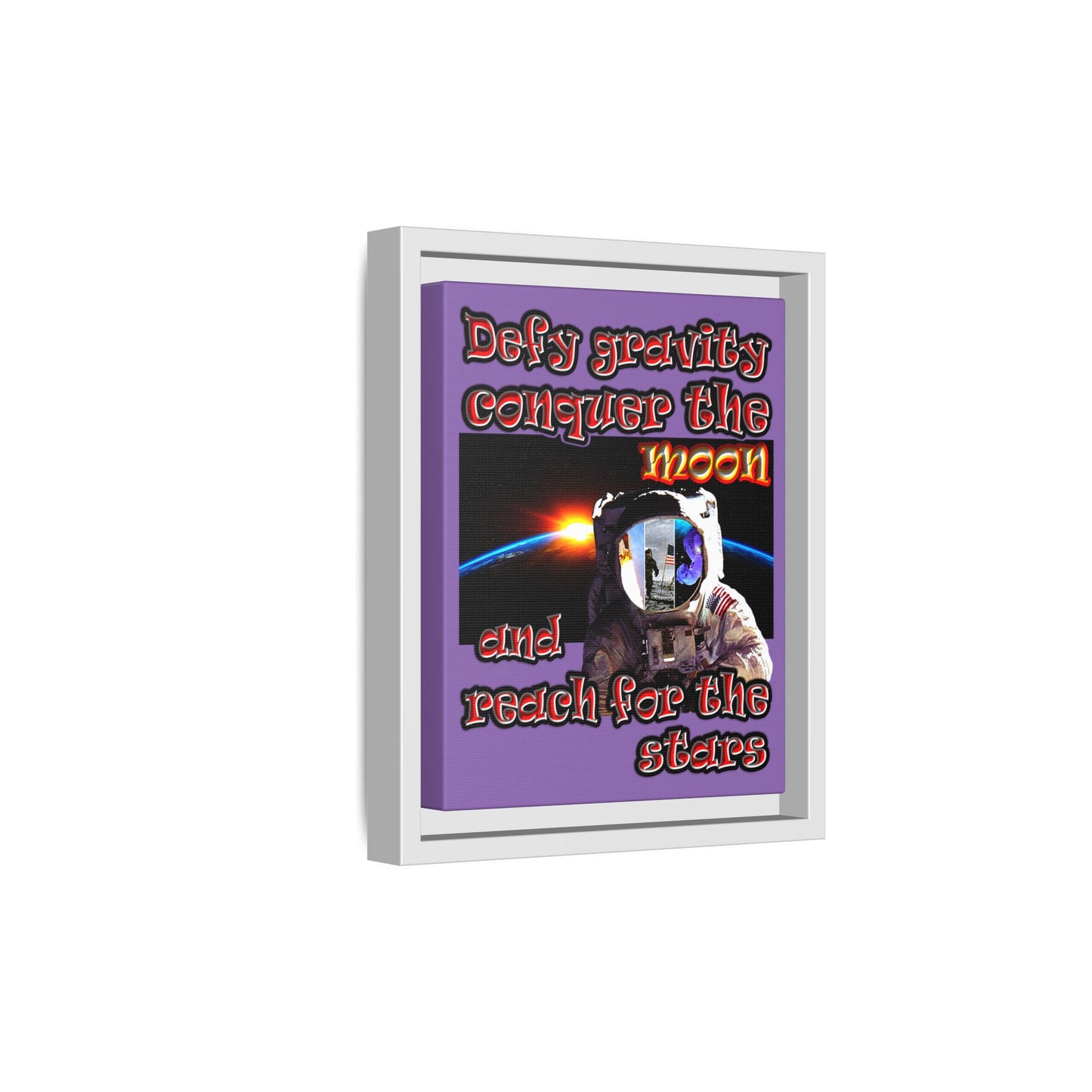 defy conquer reach - framed canvas art (light purple)