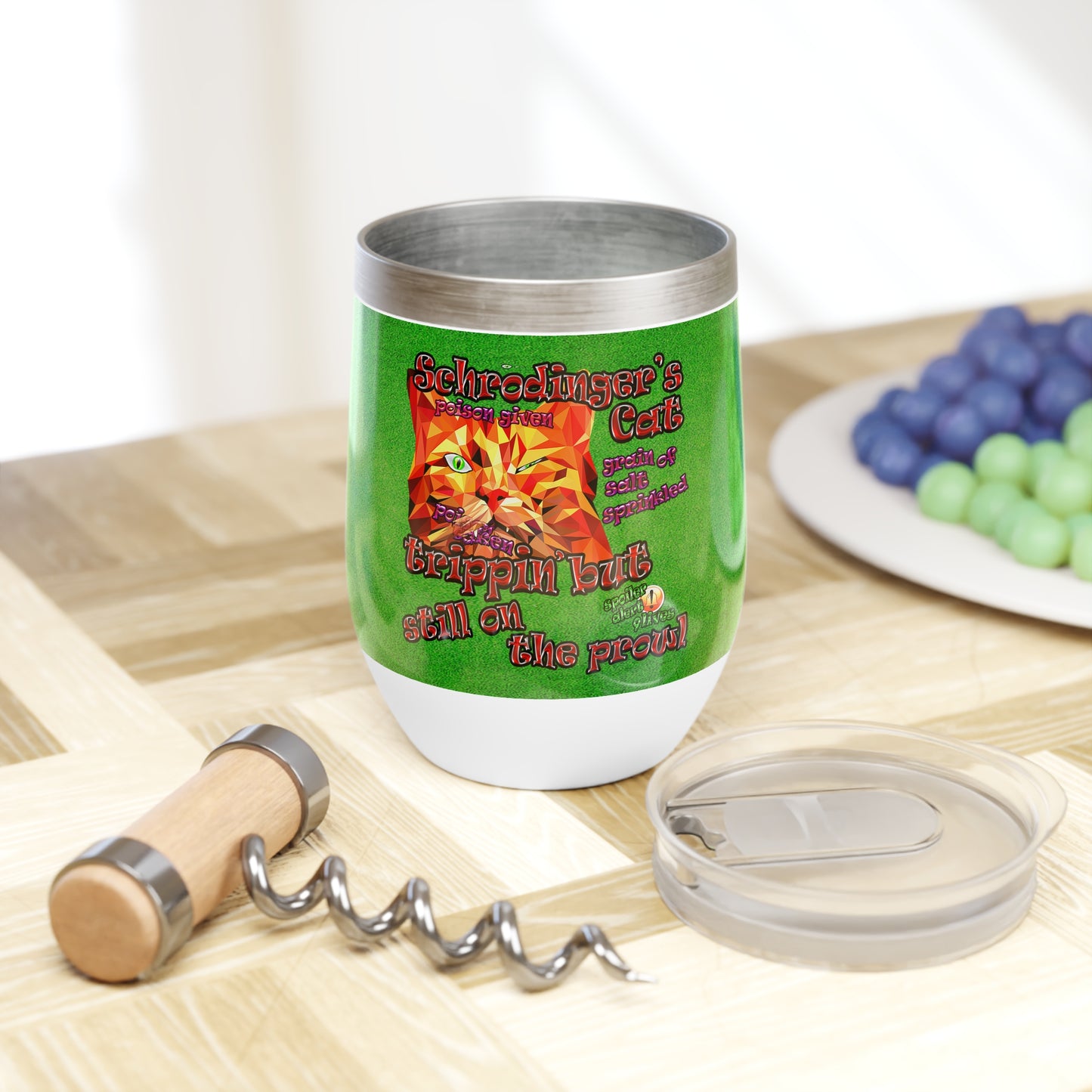 schrodinger's cat - Chill Wine Tumbler (green turf)