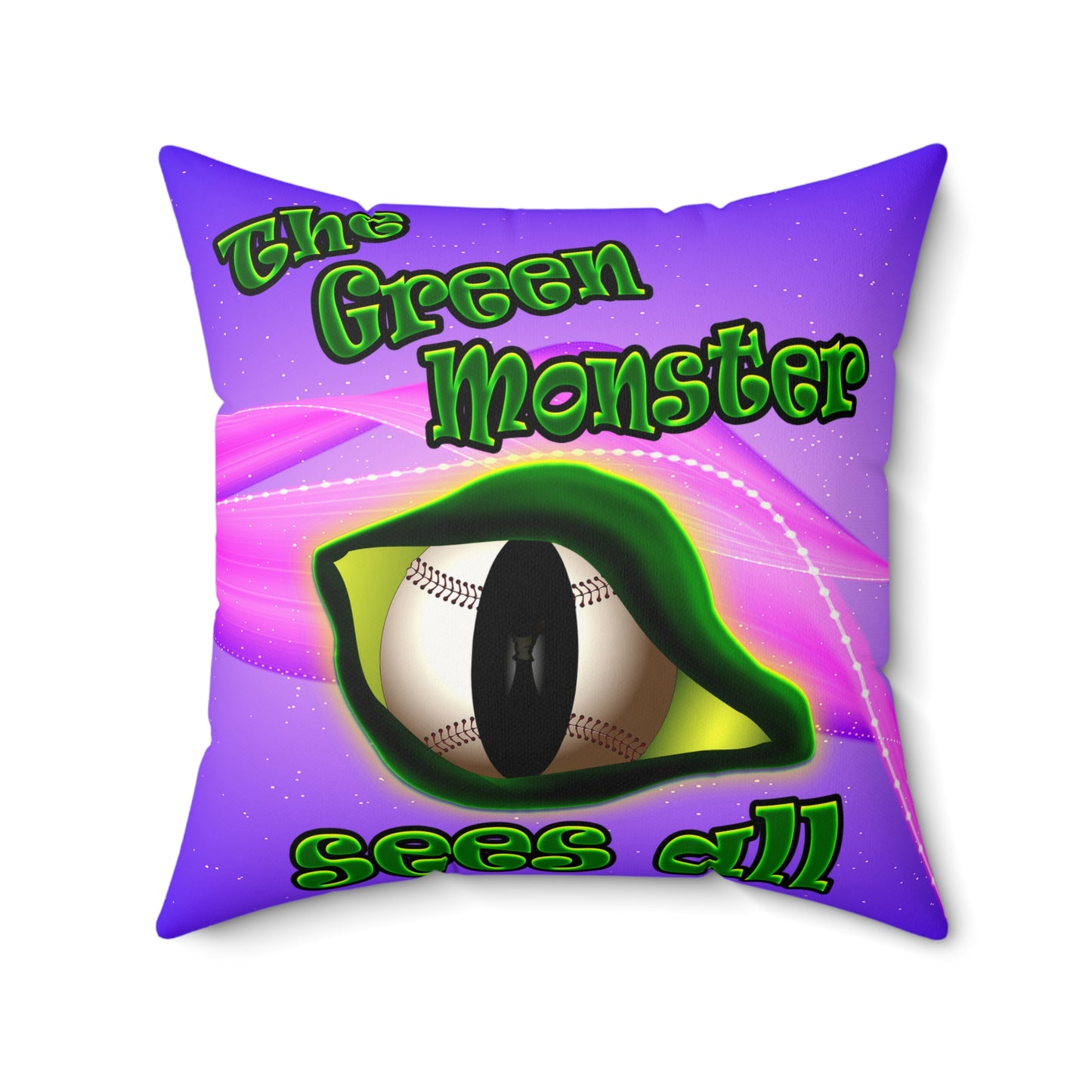 green monster - Faux Suede Square Pillow - (purple-pink wave)