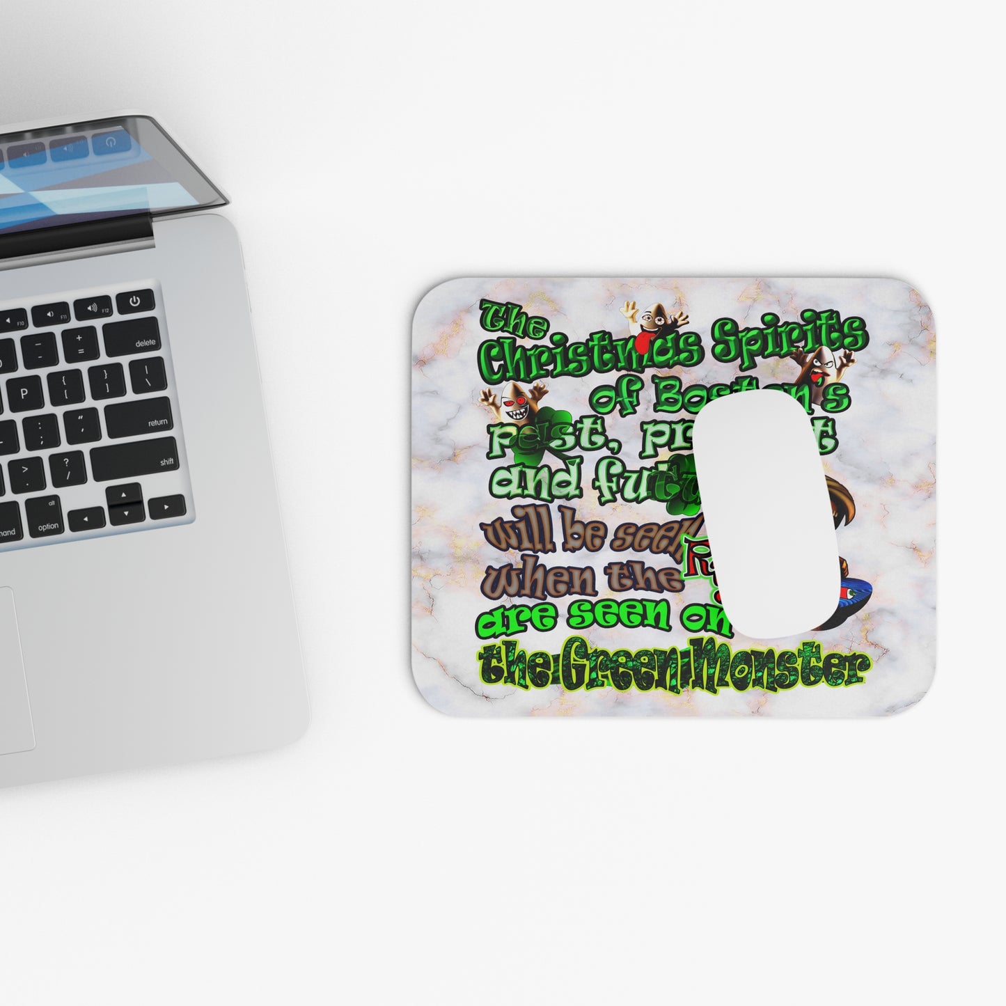 christmas spirits of boston - Mouse Pad (Rectangle) (white marble)