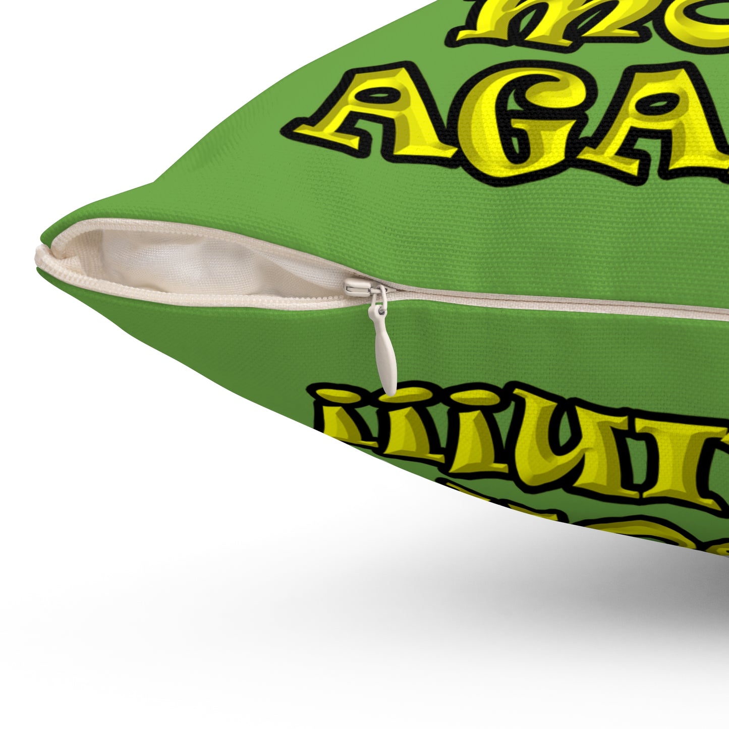 shoot the moon again - Spun Polyester Square Pillow - (green)