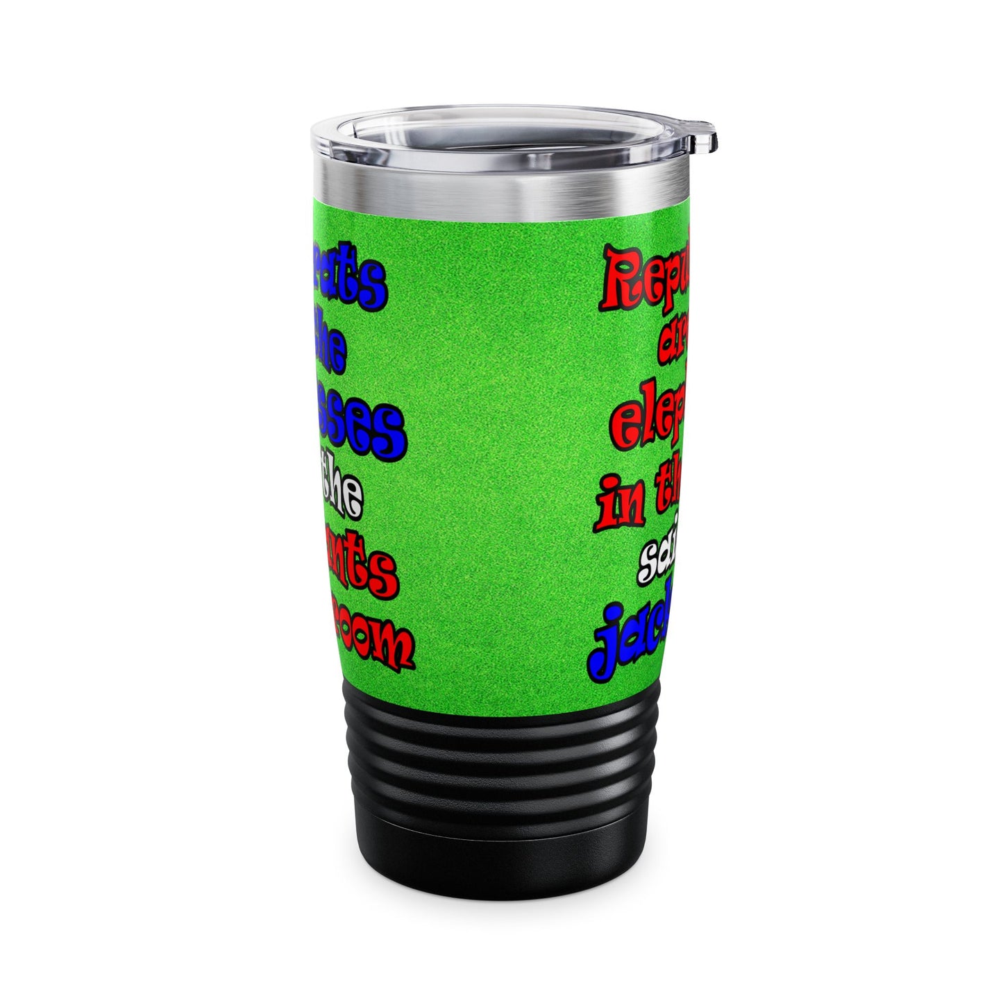 donkeys and elephants - Ringneck Tumbler, 20oz (green turf)