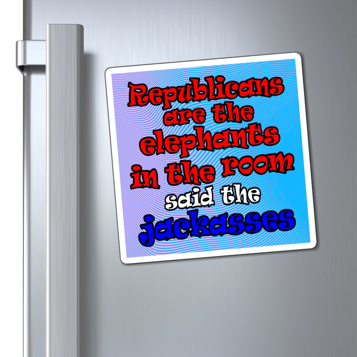 donkeys and elephants - Magnets - (light blue-purple wave)