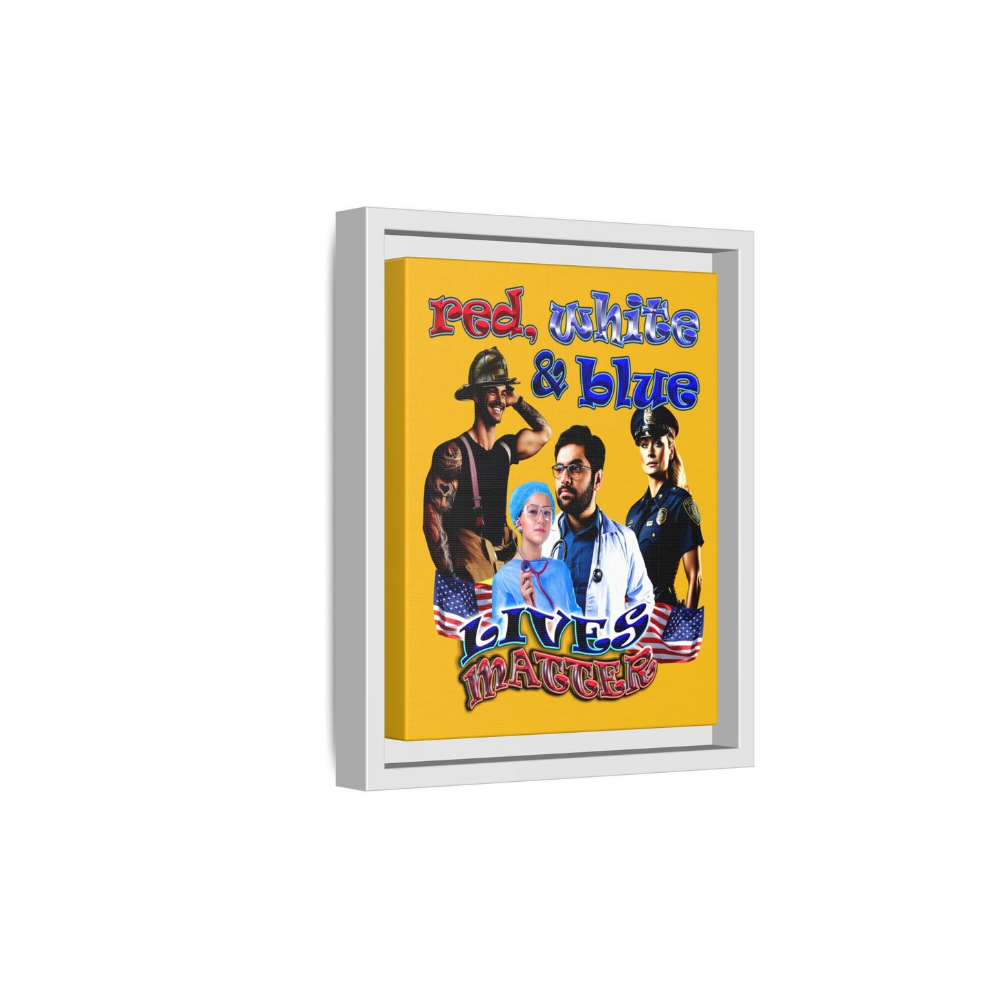rw&b lives matter - framed canvas art (yellow)