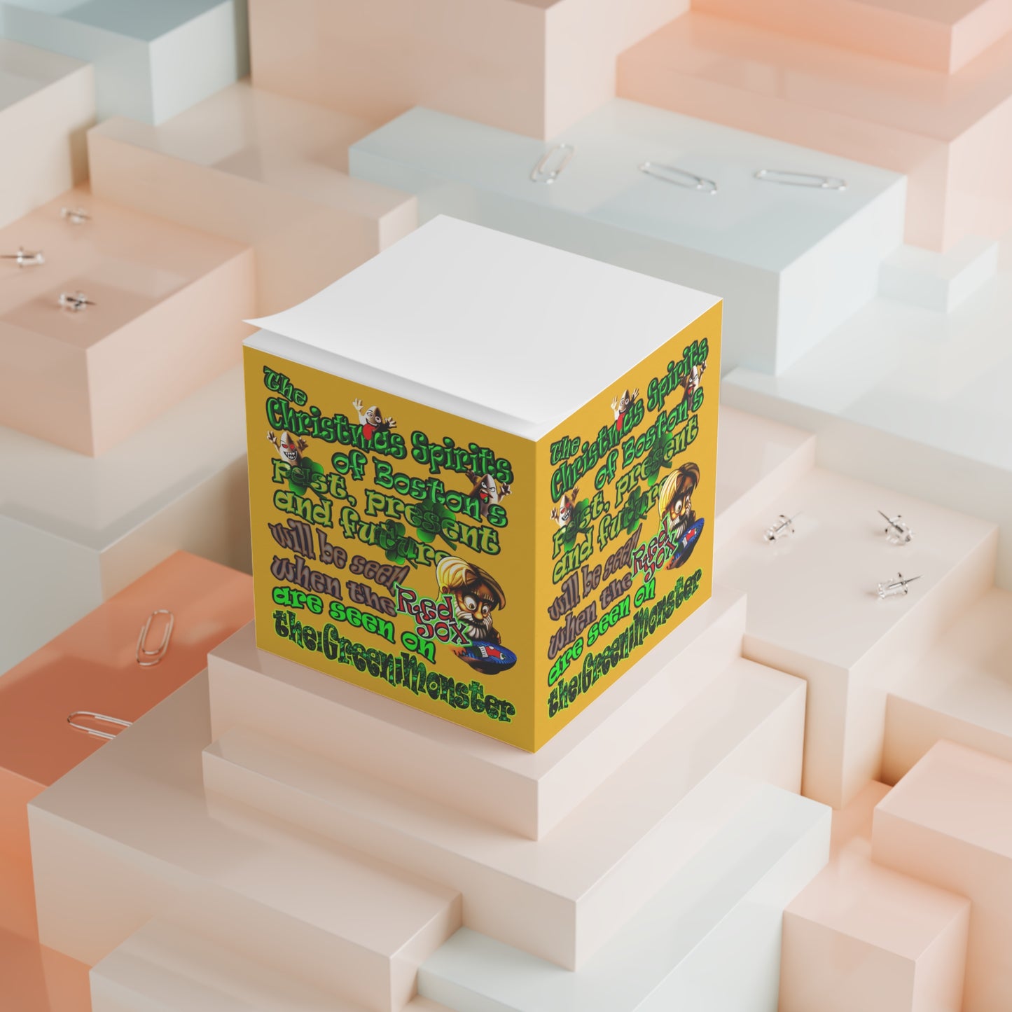 christmas spirits of boston - note cube (yellow)