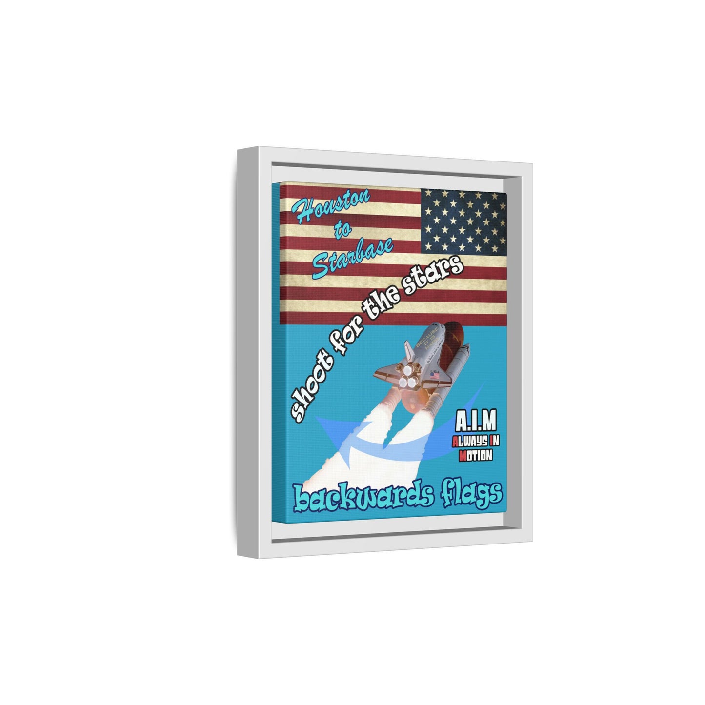shoot for the stars - framed canvas art (turquoise)