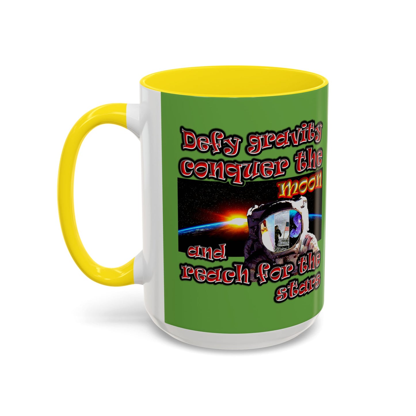 defy conquer reach - Accent Mug (green)