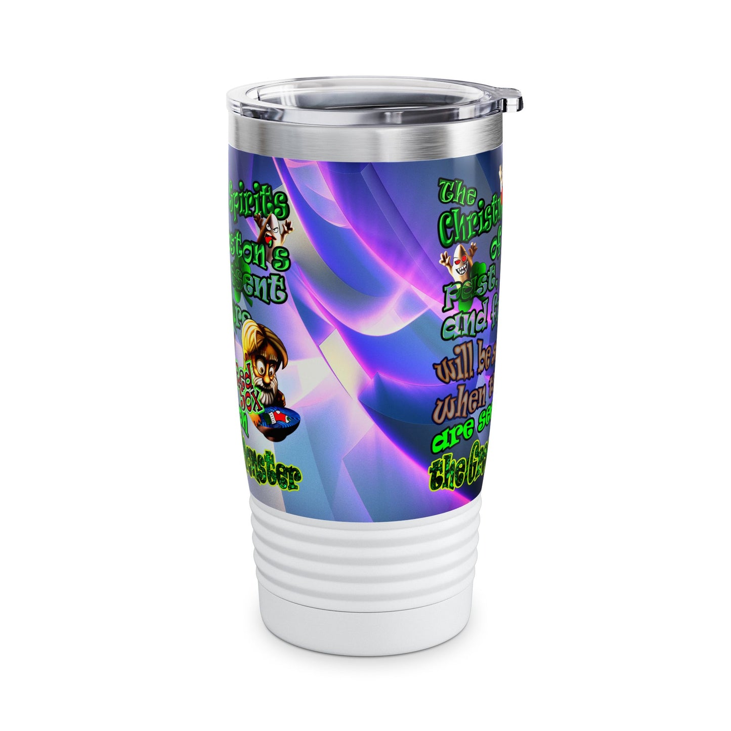 christmas spirits of boston - Ringneck Tumbler, 20oz (grey-pink wave)