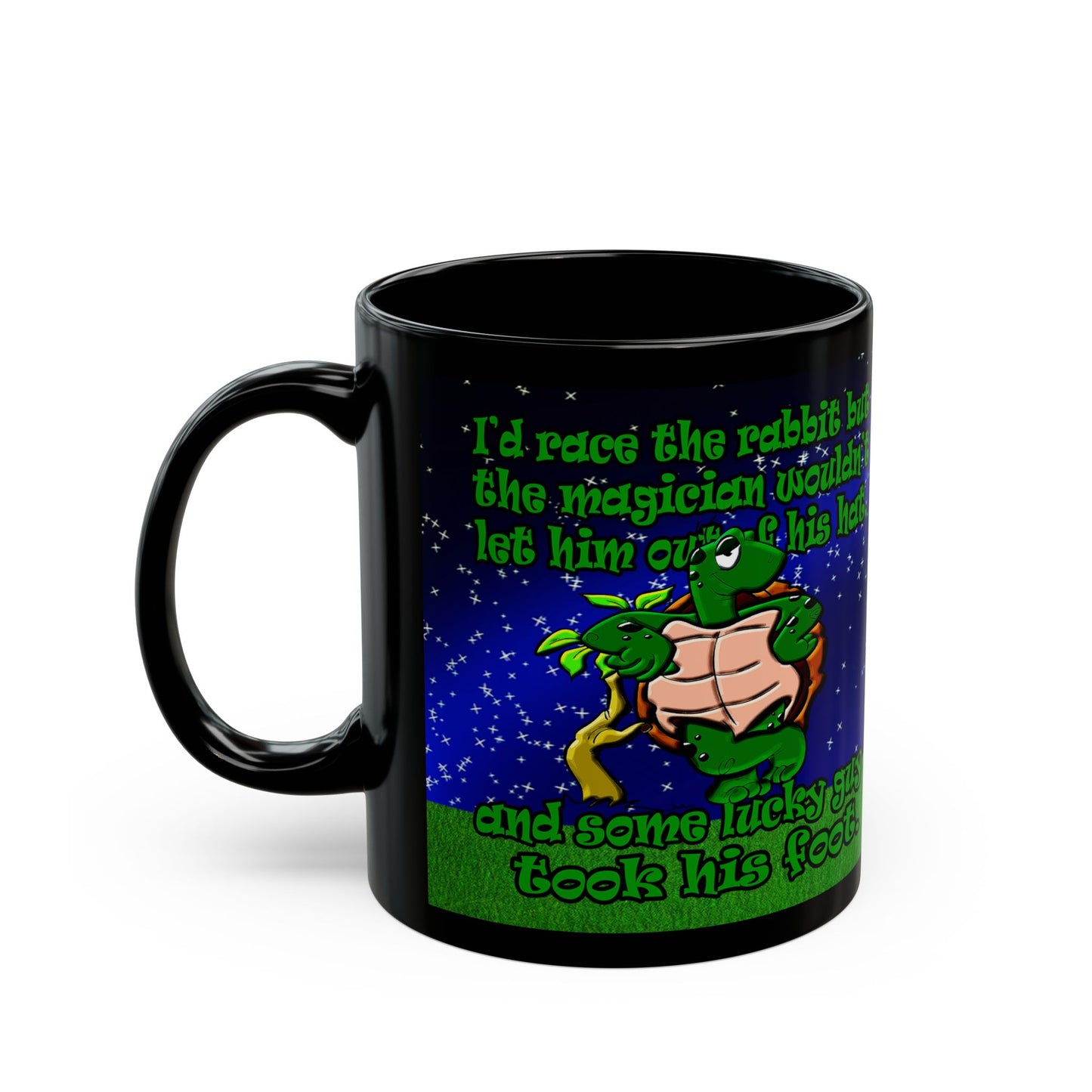 turtle race - Black Mug ('snoops' background)