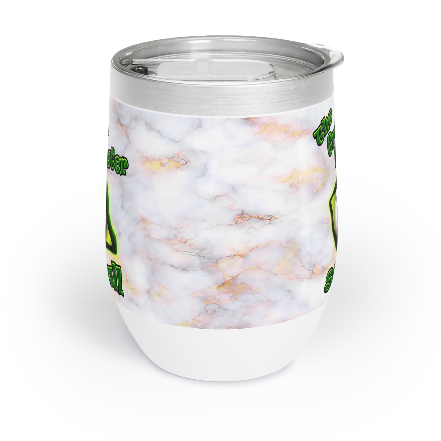 green monster - Chill Wine Tumbler (white marble)