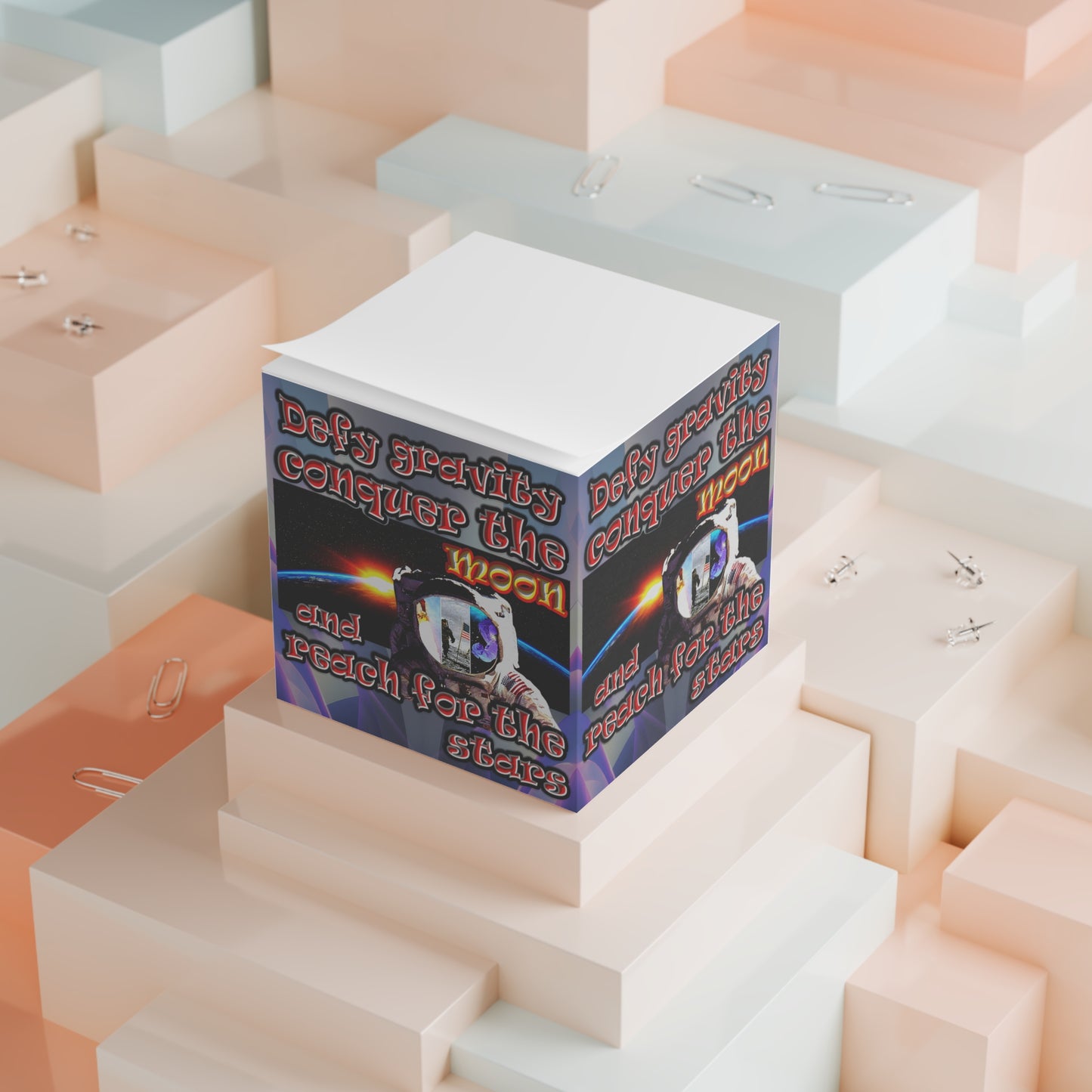 defy conquer reach - note cube (grey-pink wave)