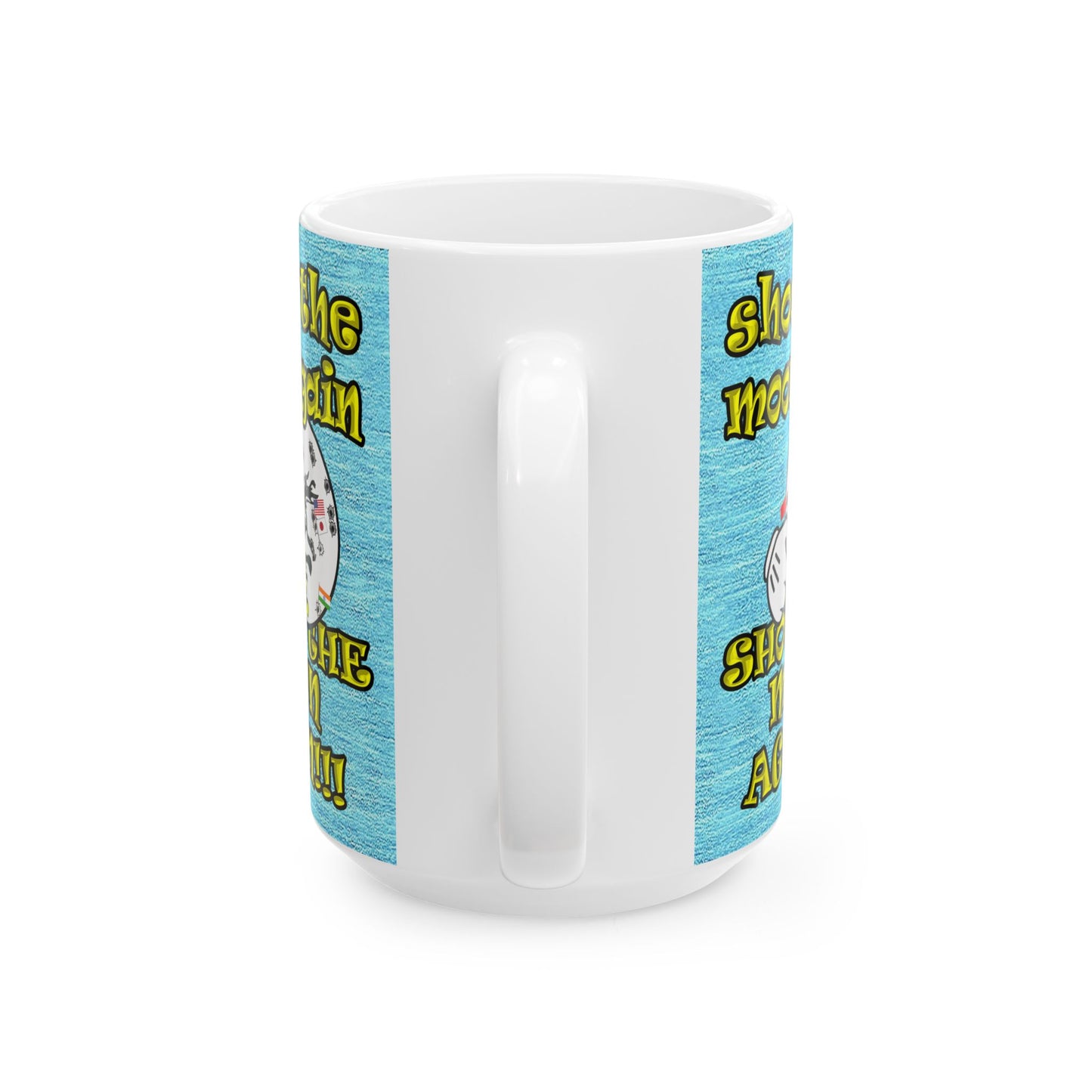 shoot the moon again - White Mug (faded blue)