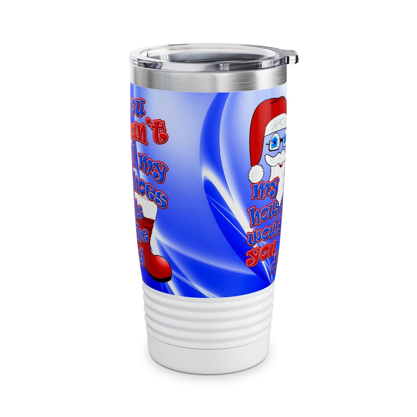 santa's shoes - Ringneck Tumbler, 20oz (blue-white wave)