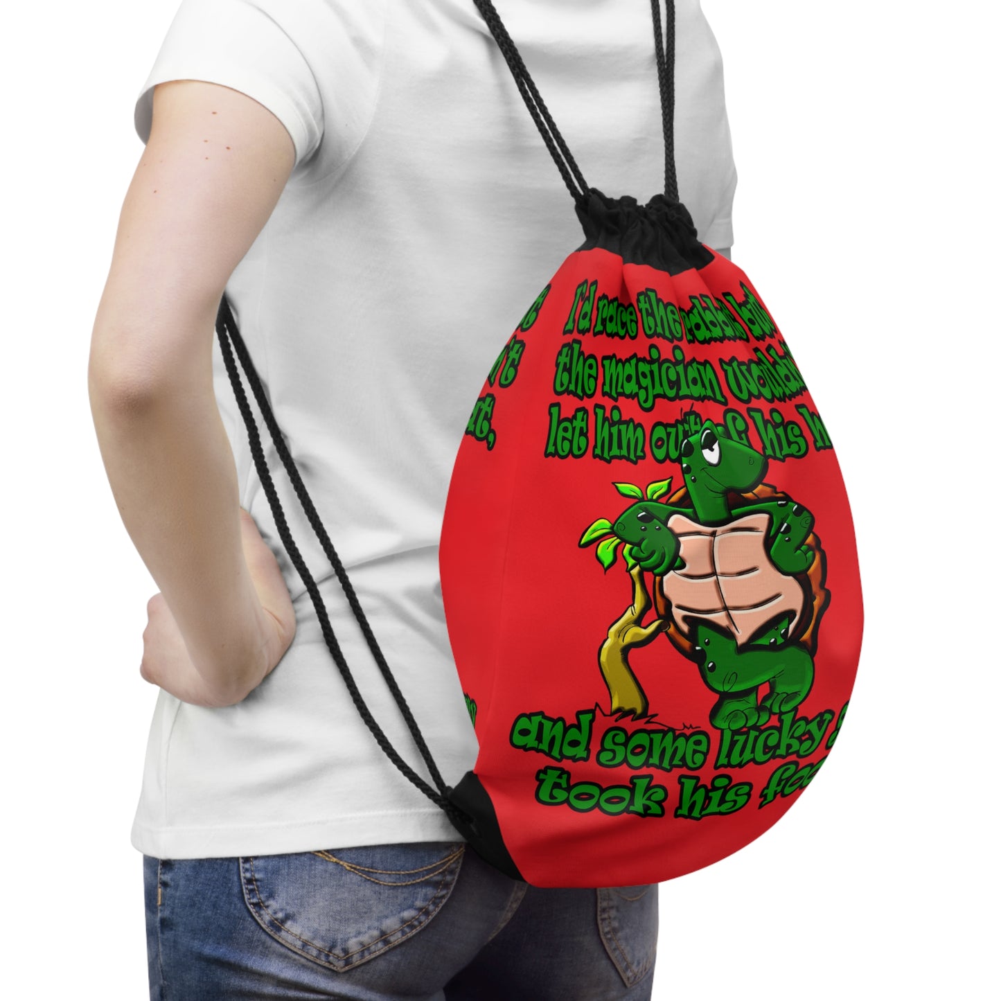 turtle race - Drawstring Bag (red)