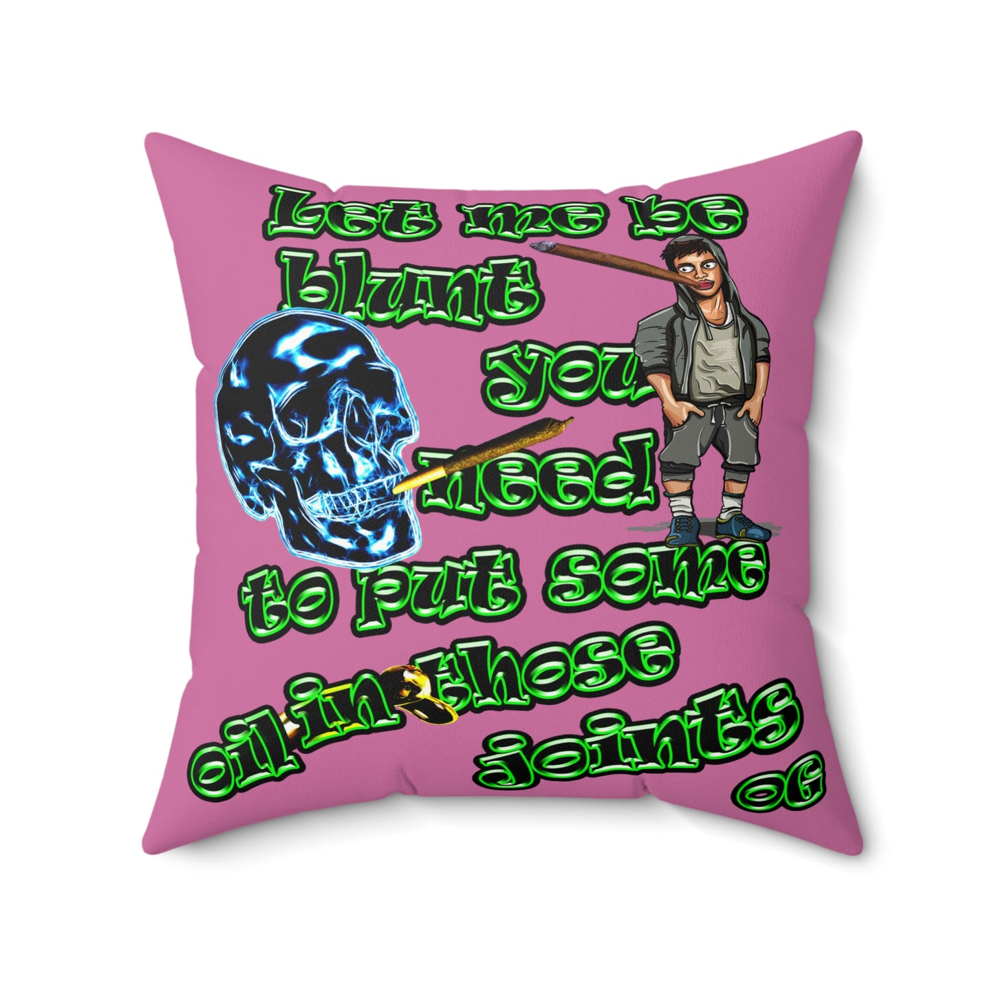 og - Faux Suede Square Pillow - (light pink)