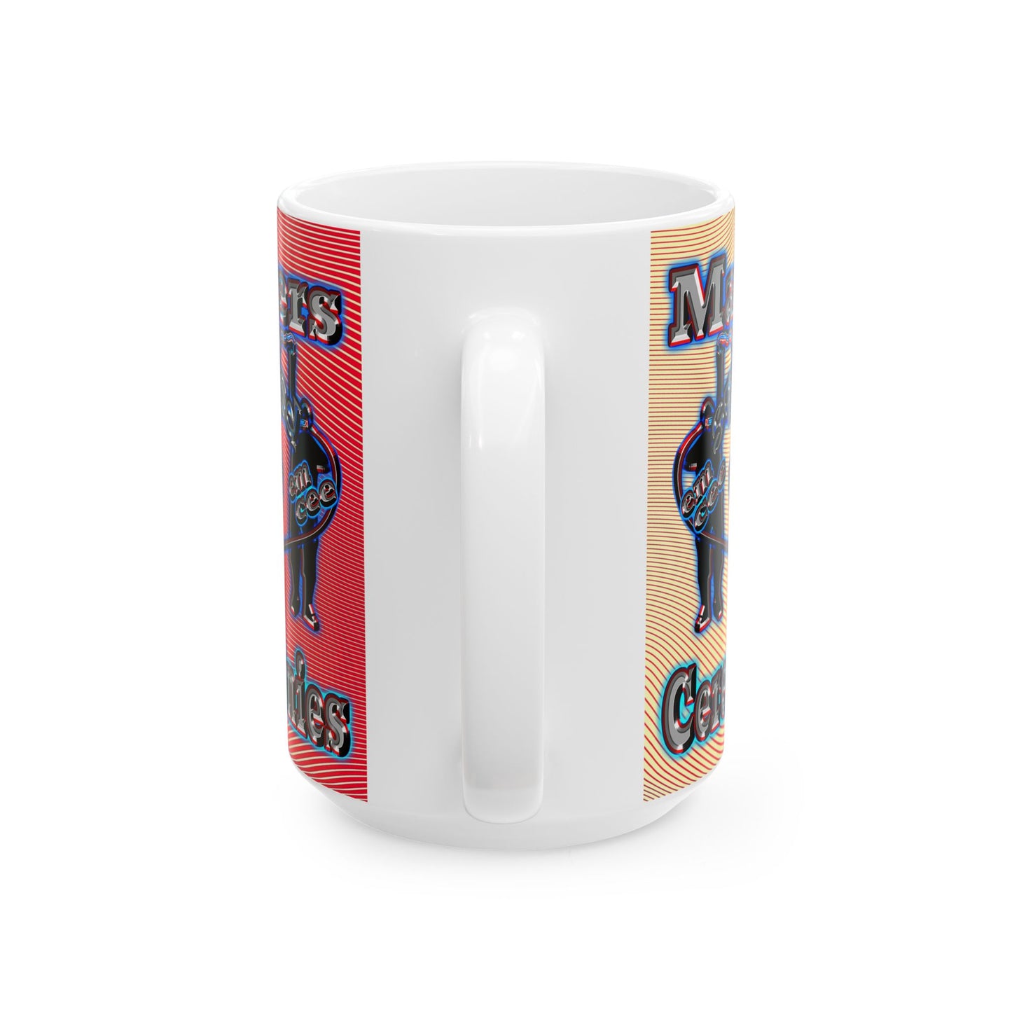 em cee squared - White Mug (yellow-orange wave)