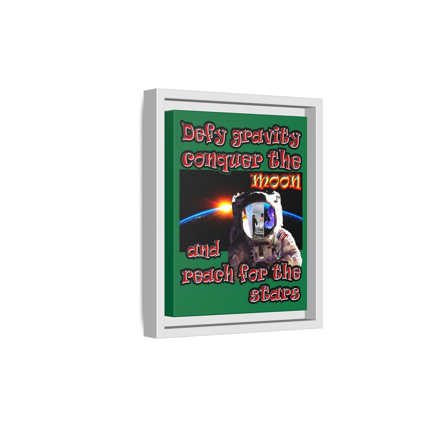 defy conquer reach - framed canvas art (dark green)