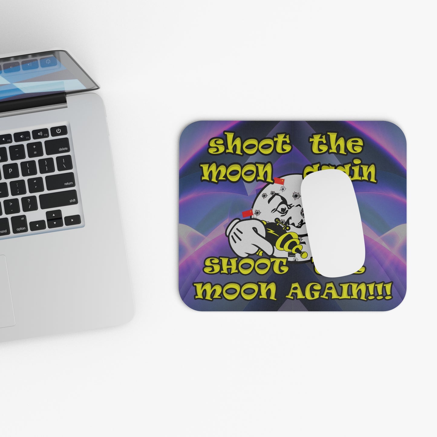 shoot the moon again - Mouse Pad (Rectangle) (grey-pink wave)