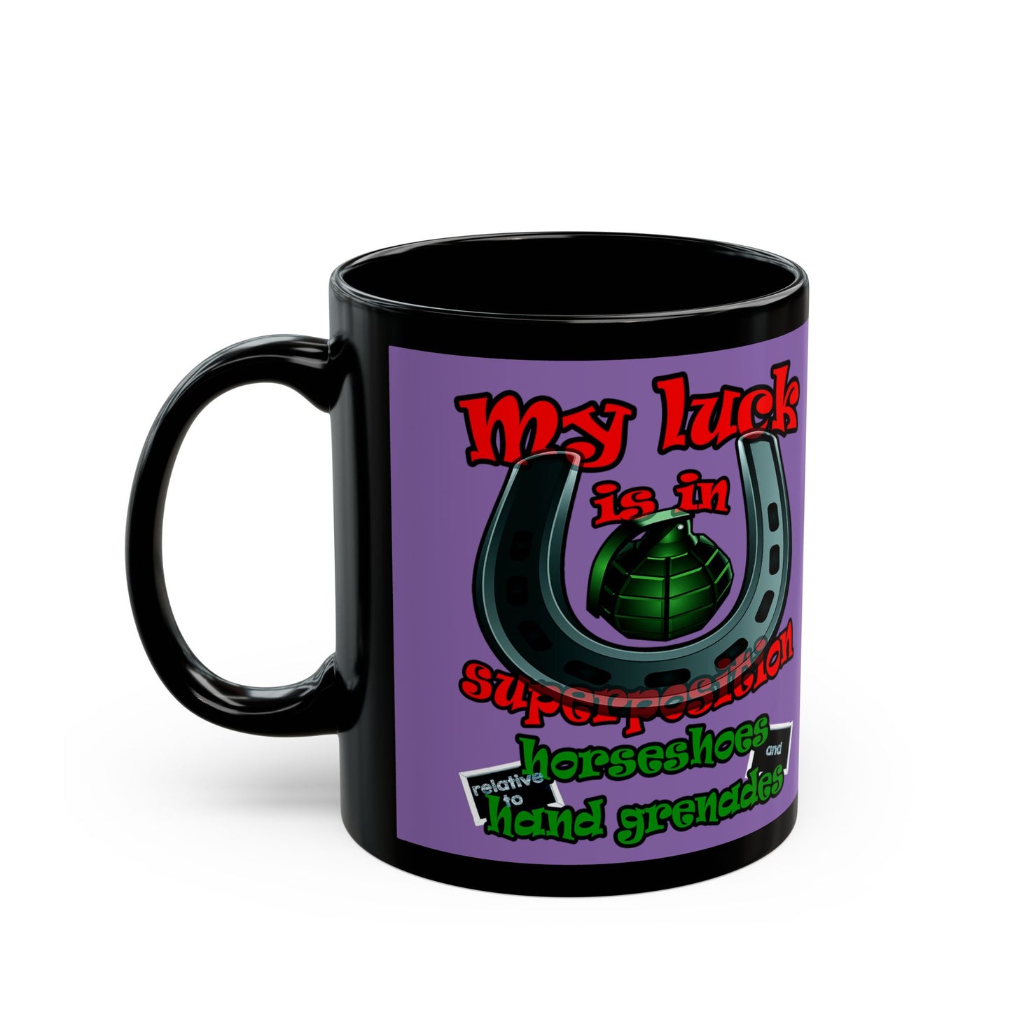 my luck - Black Mug (light purple)