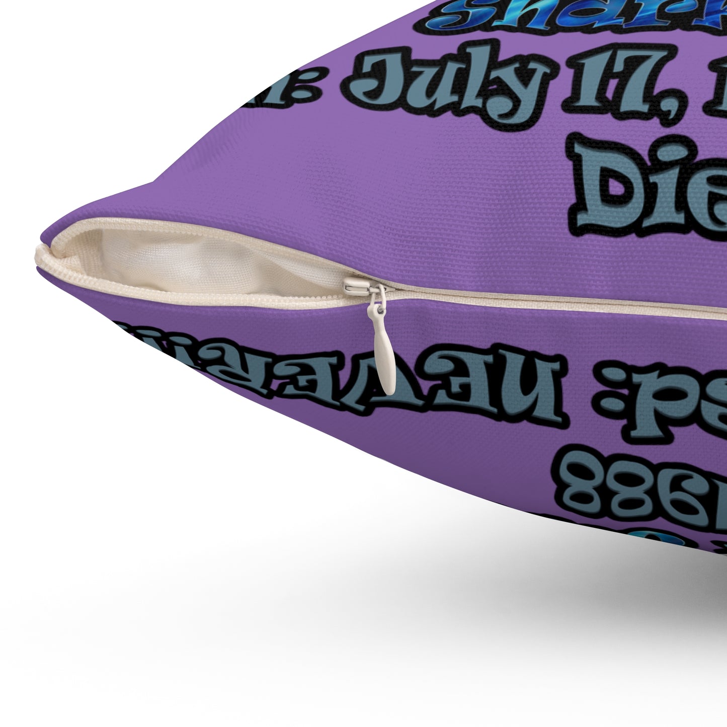 shark week - Spun Polyester Square Pillow - (light purple)