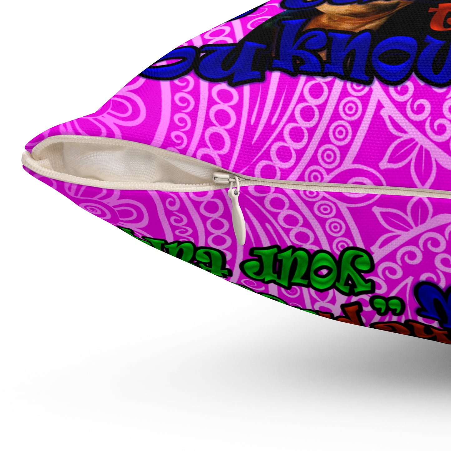 high noon - Spun Polyester Square Pillow - (pink swirl)