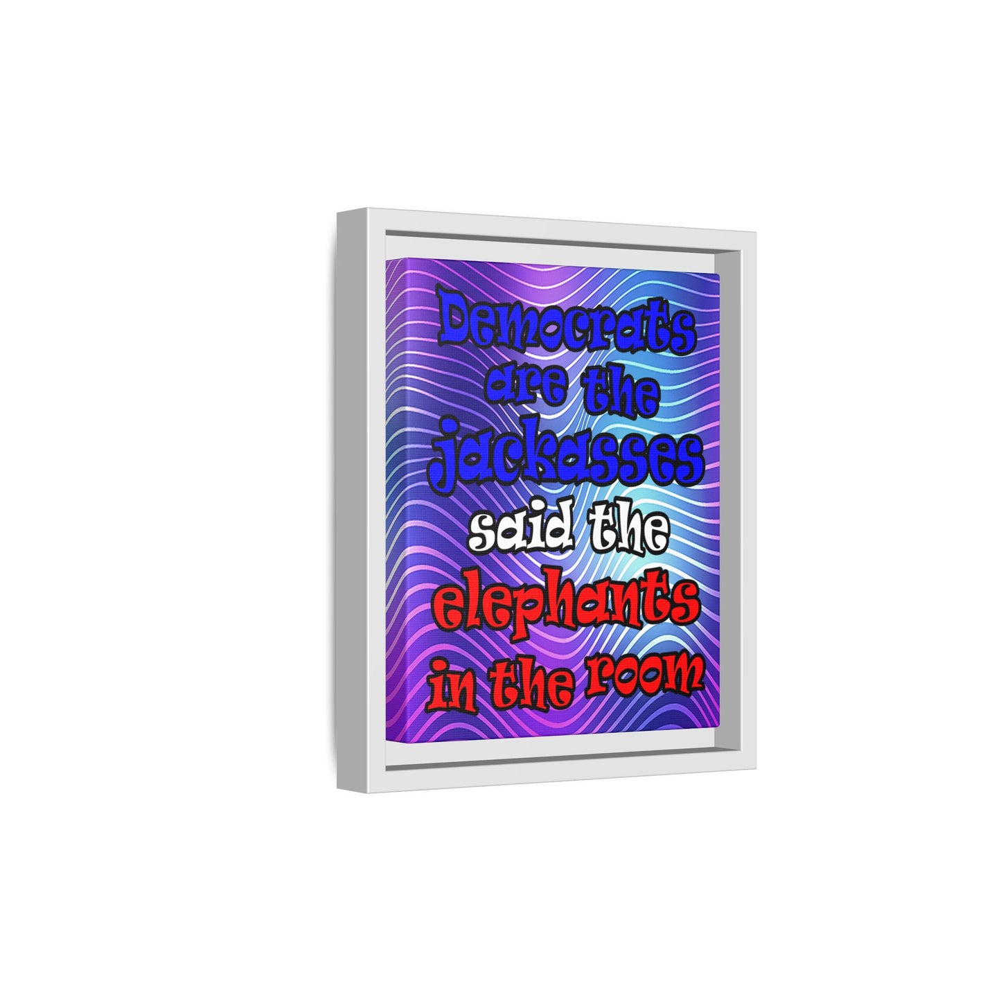 donkeys and elephants - framed canvas art (purple wave)