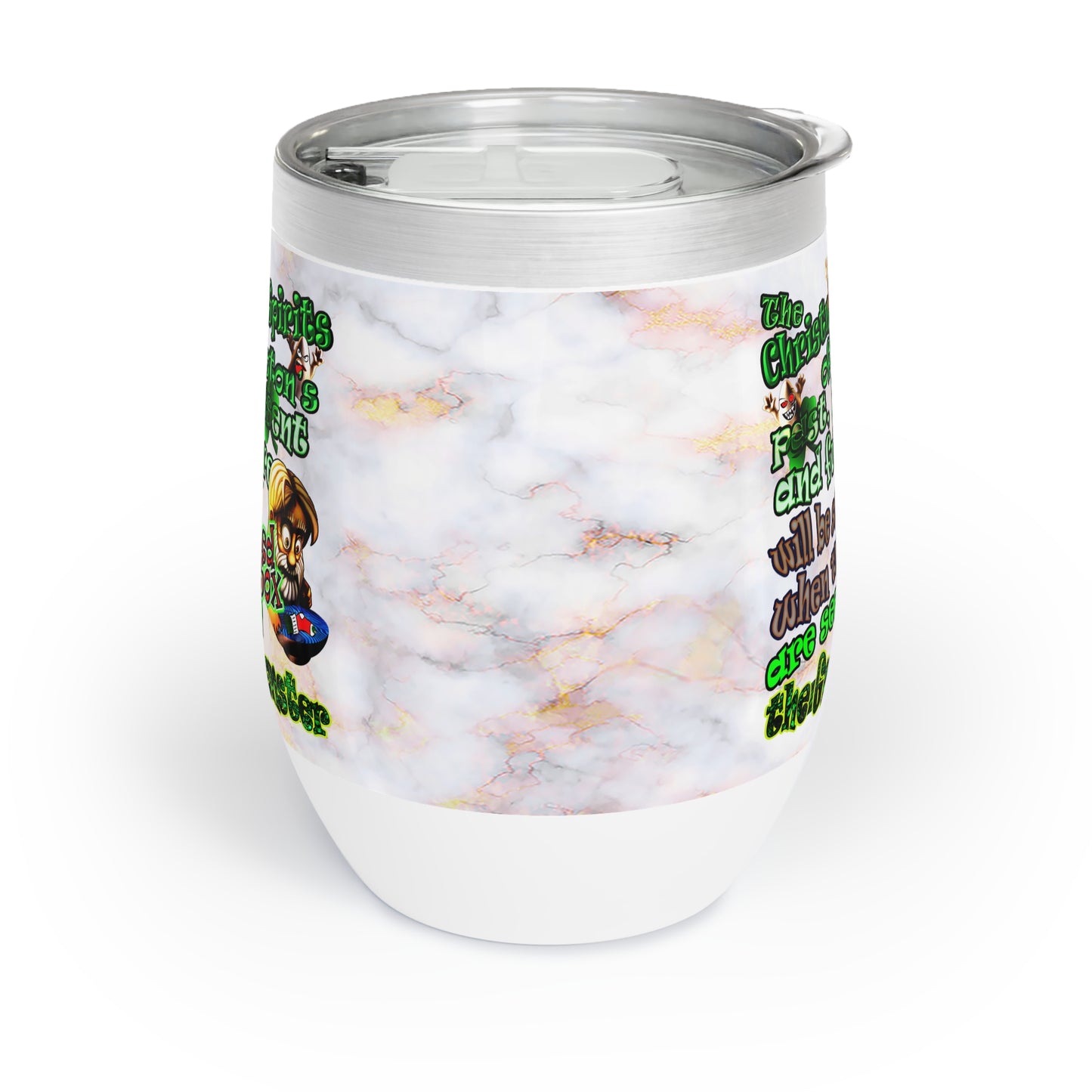 christmas spirits of boston - Chill Wine Tumbler (white marble)