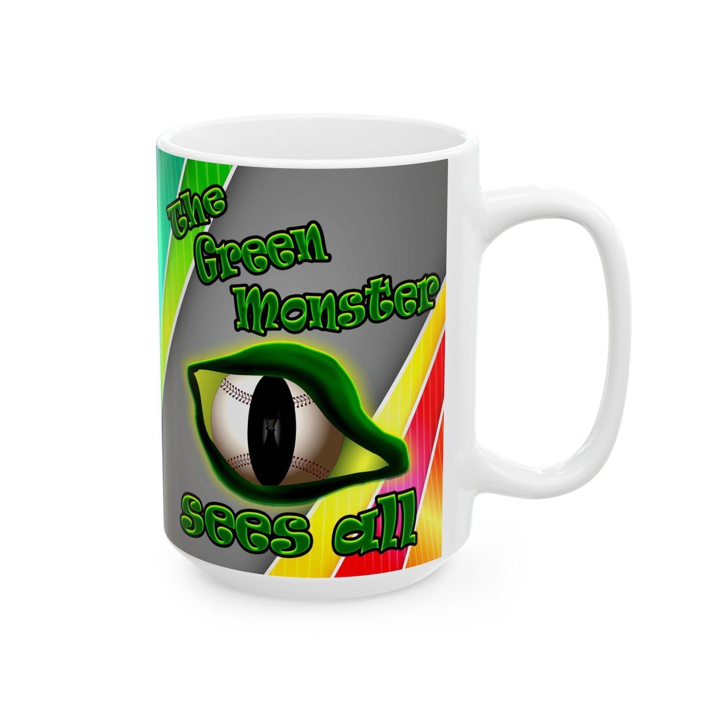 green monster - White Mug (rainbow split)