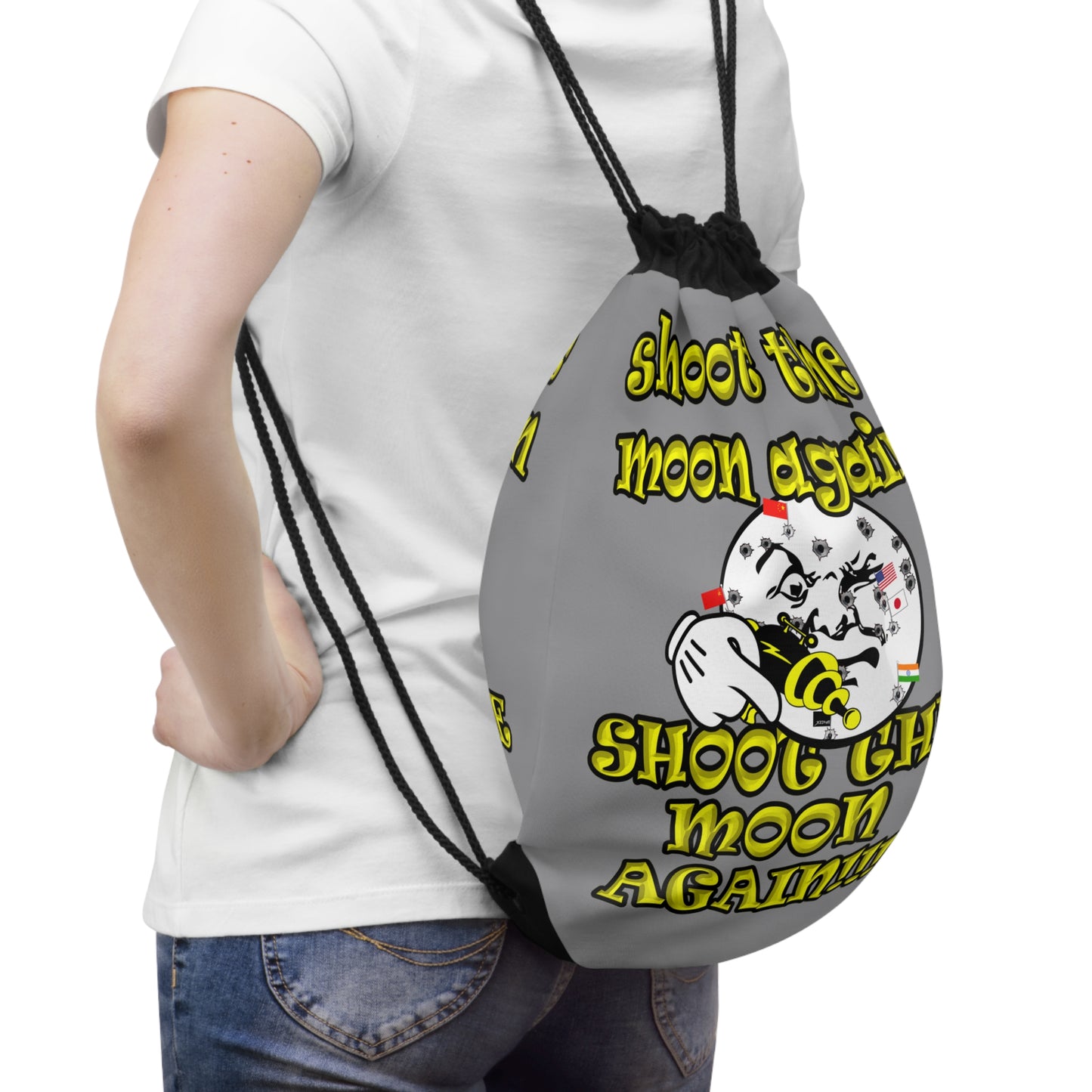 shoot the moon again - Drawstring Bag (grey)