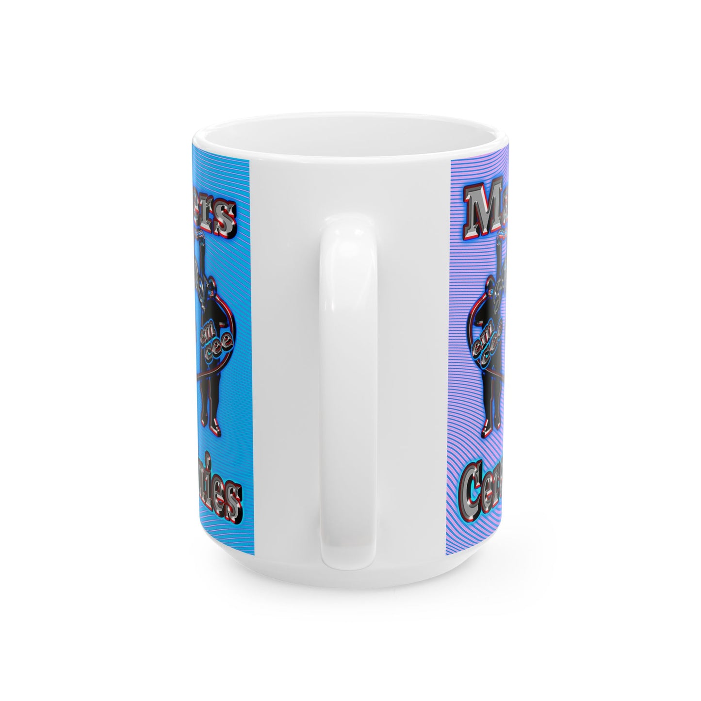 em cee squared - White Mug (light blue-purple wave)