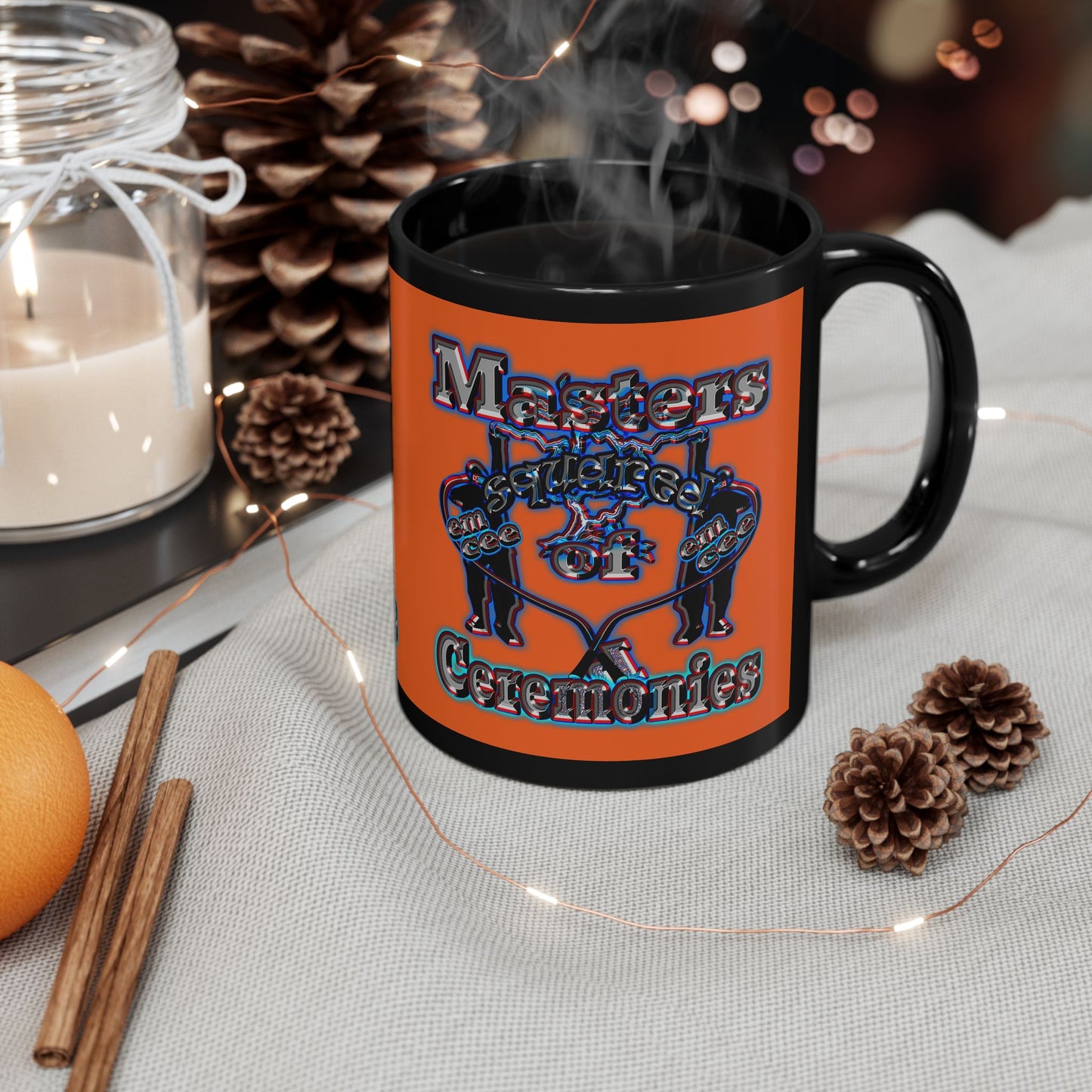 em cee squared - Black Mug (orange)