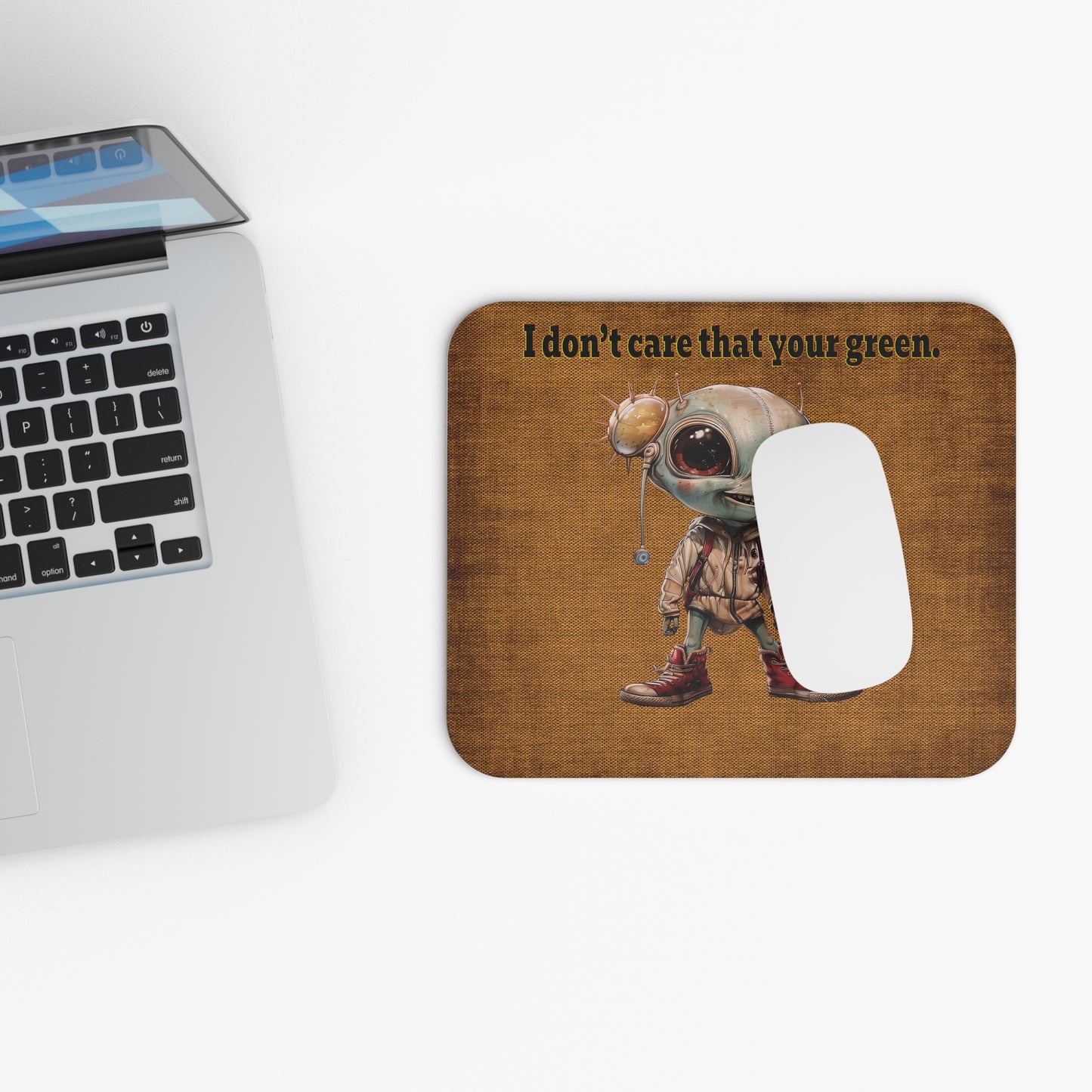 I don't care that your green - Mouse Pad (Rectangle) (brown papyrus)