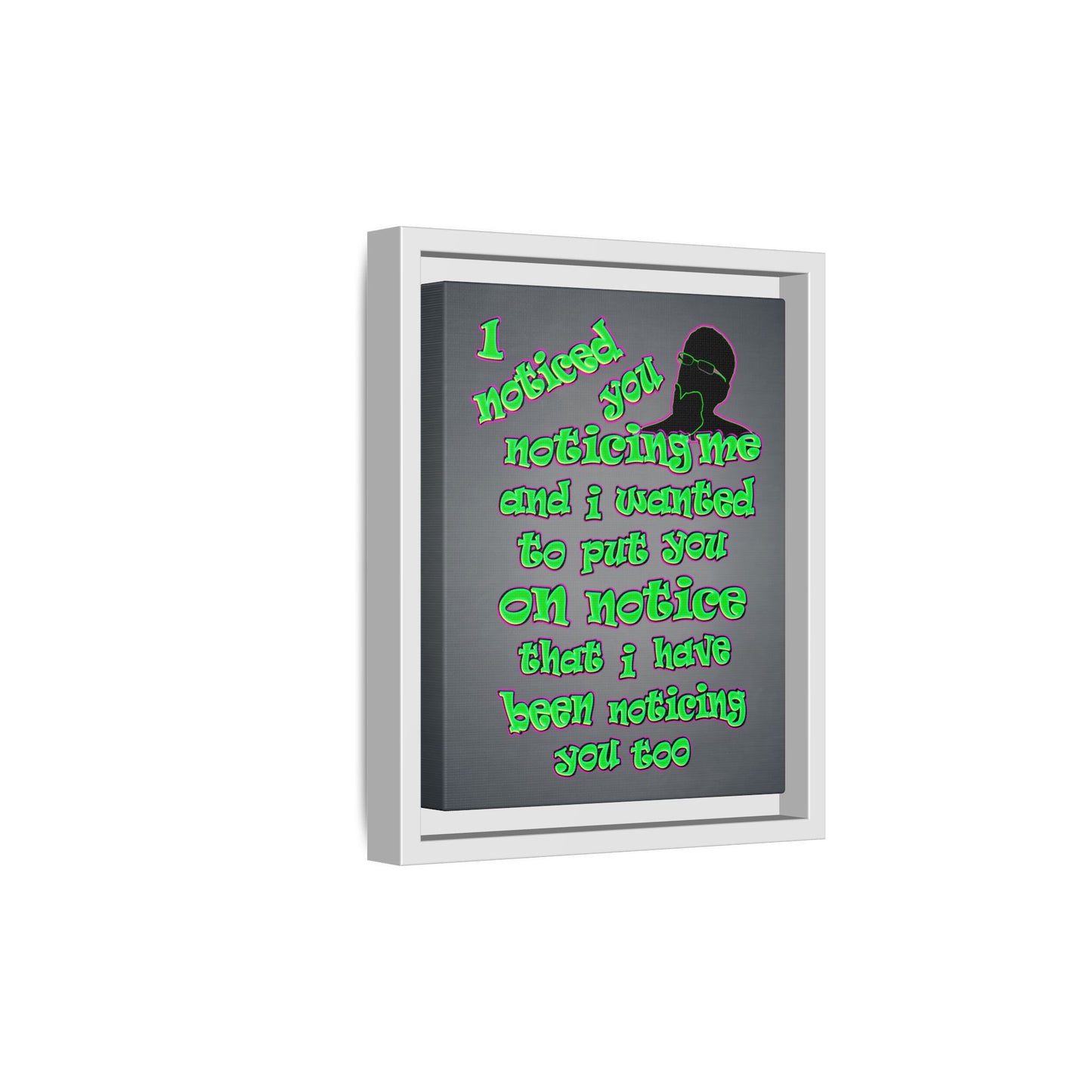 noticed you noticing - framed canvas art (grey-light grey)