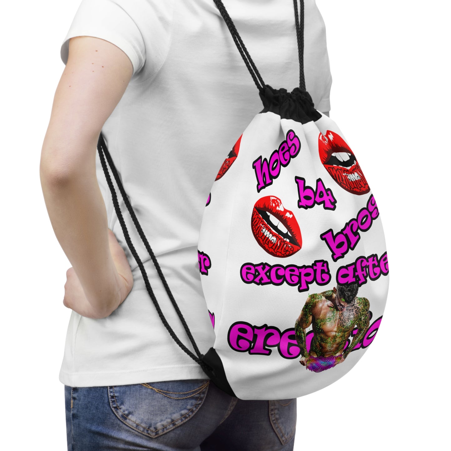 hoes b4 bros - Drawstring Bag (white)