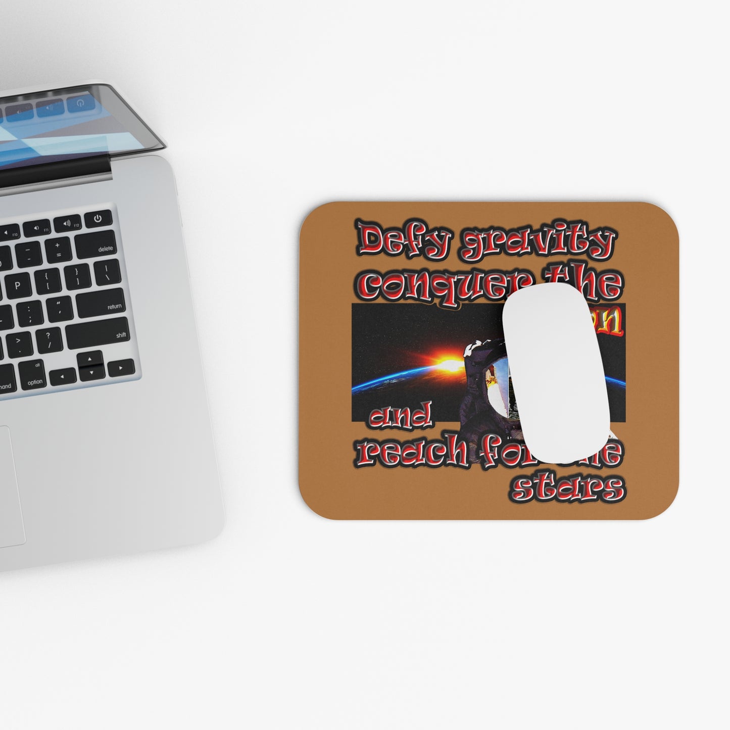 defy conquer reach - Mouse Pad (Rectangle) (light brown)