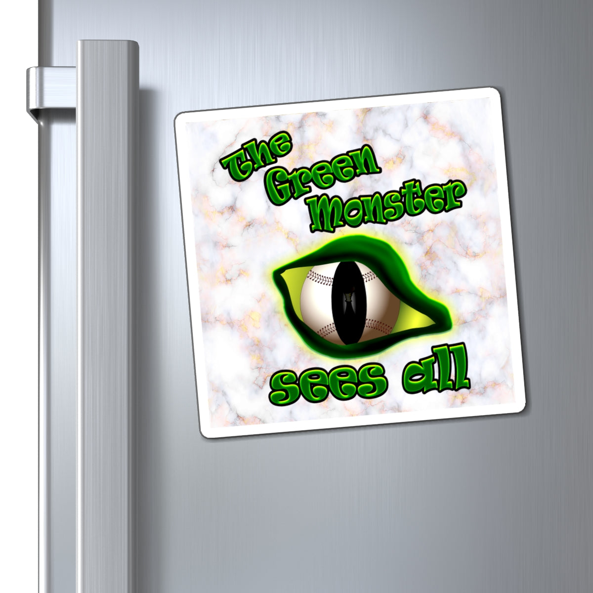 green monster - Magnets - (white marble)