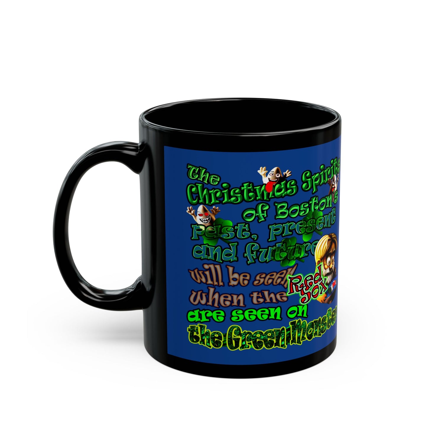 christmas spirits of boston - Black Mug (dark blue)