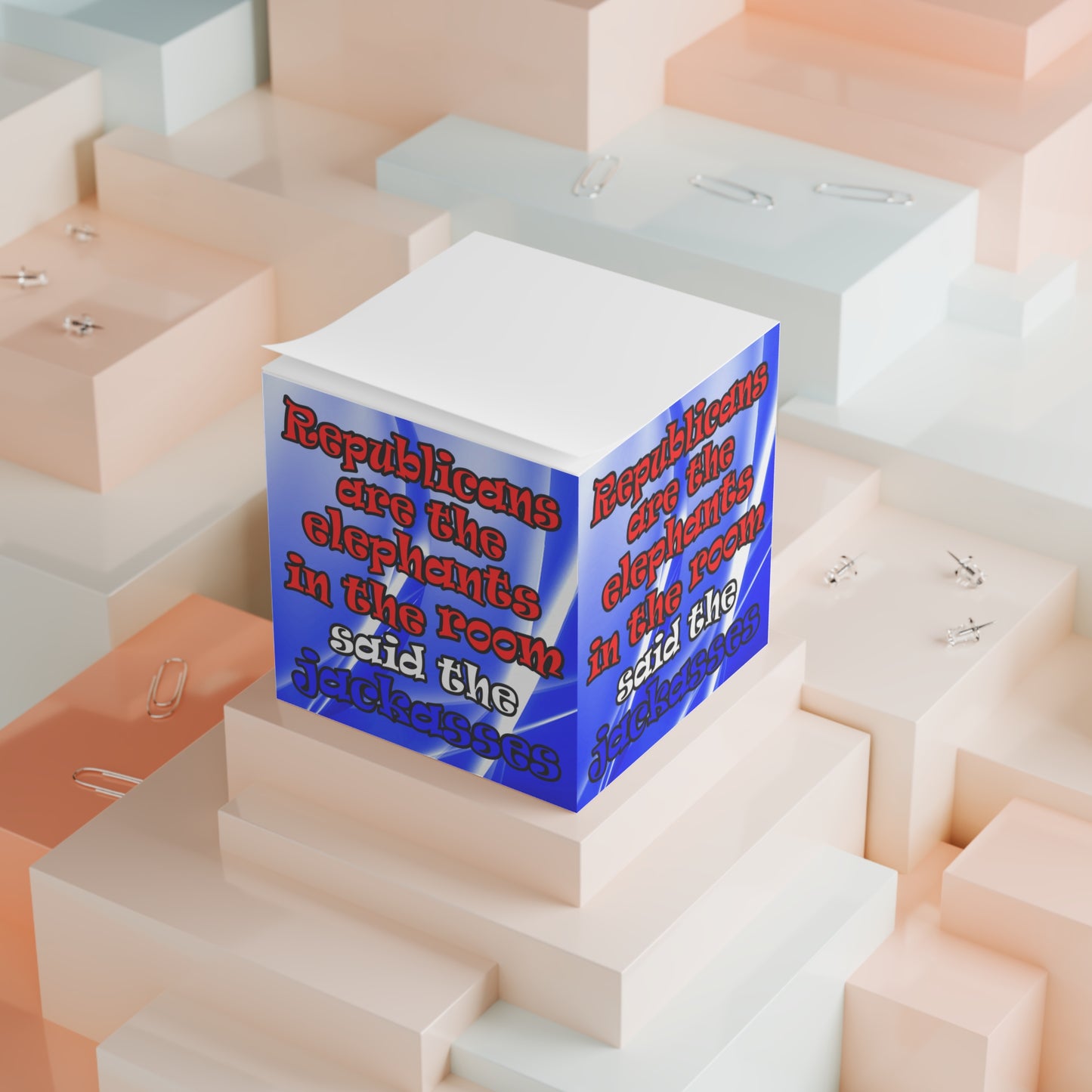 donkeys and elephants - note cube (blue-white wave)