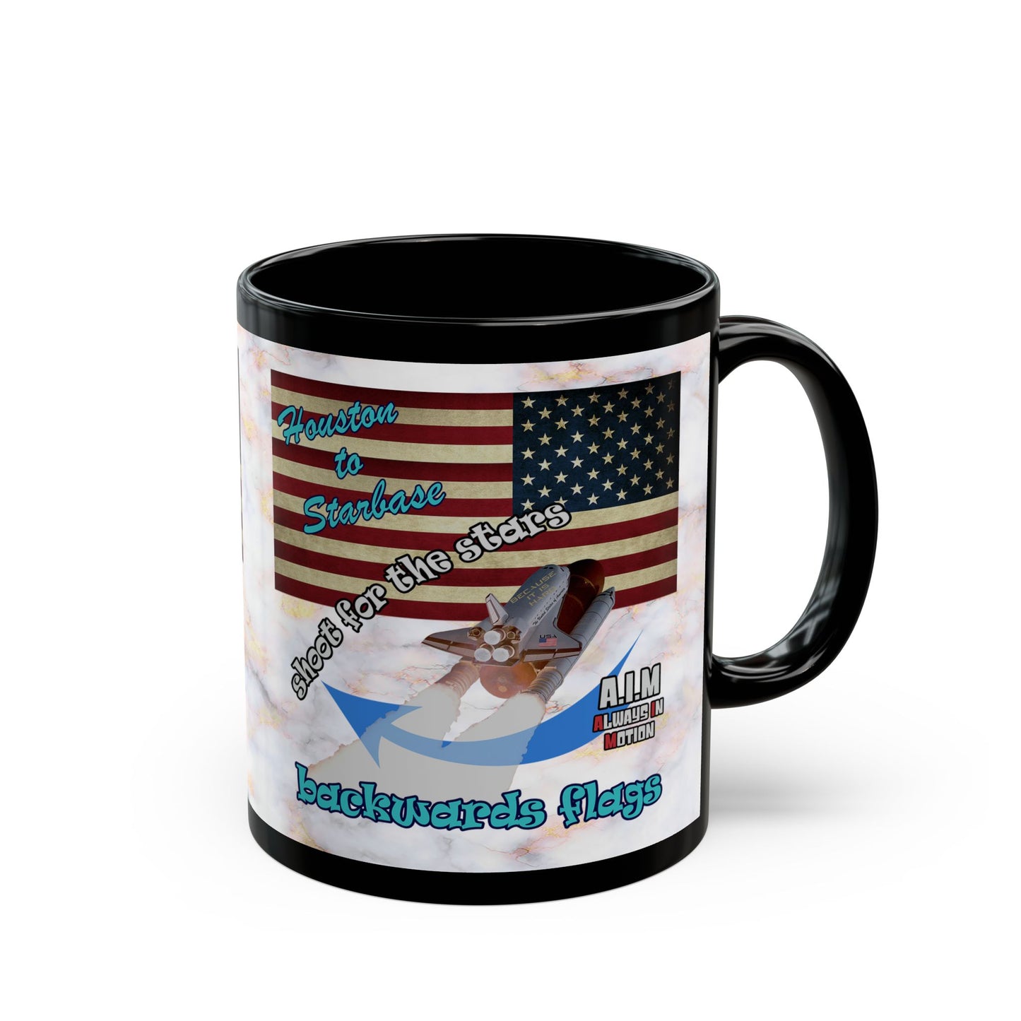 shoot for the stars - Black Mug (white marble)