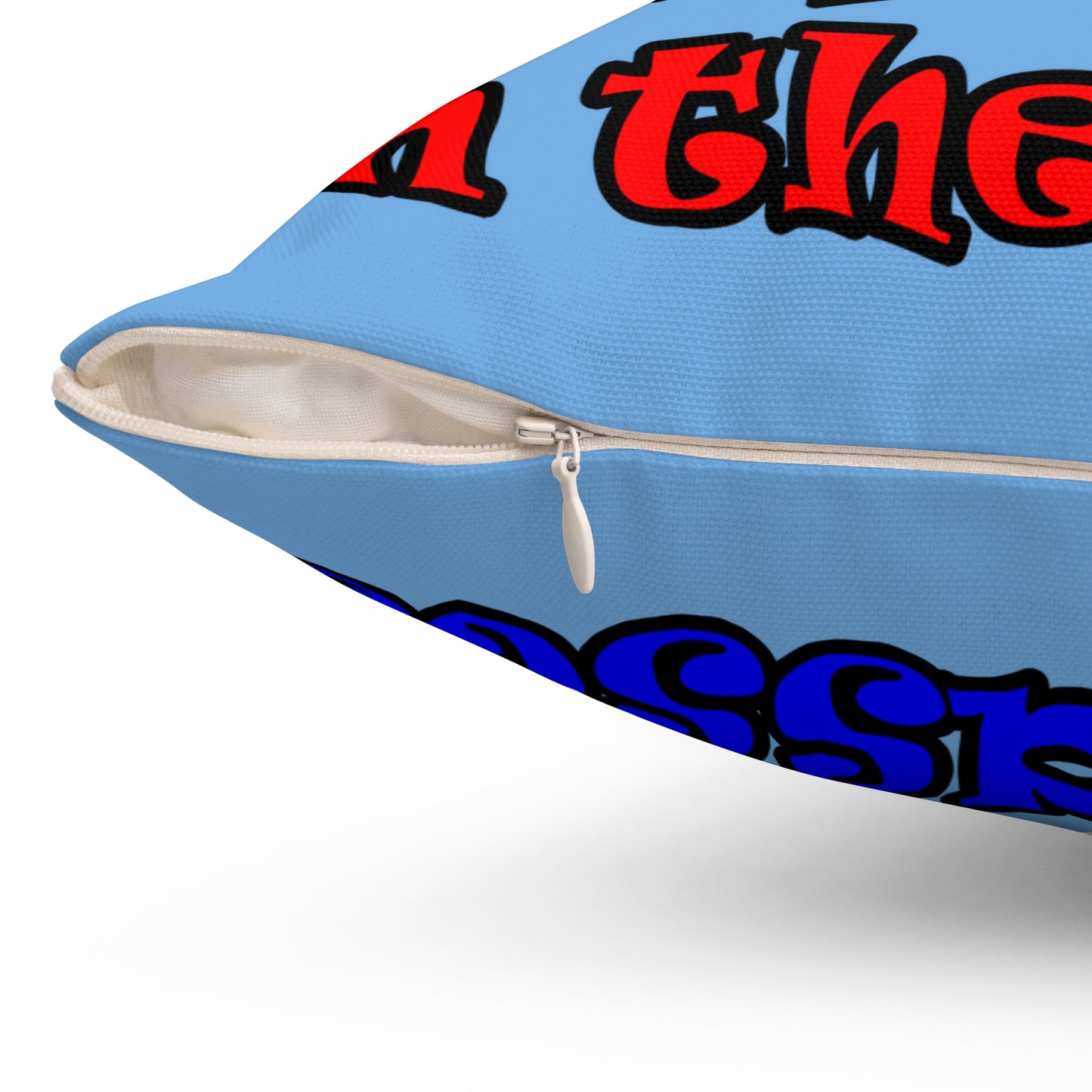 donkeys and elephants - Spun Polyester Square Pillow - (light blue)